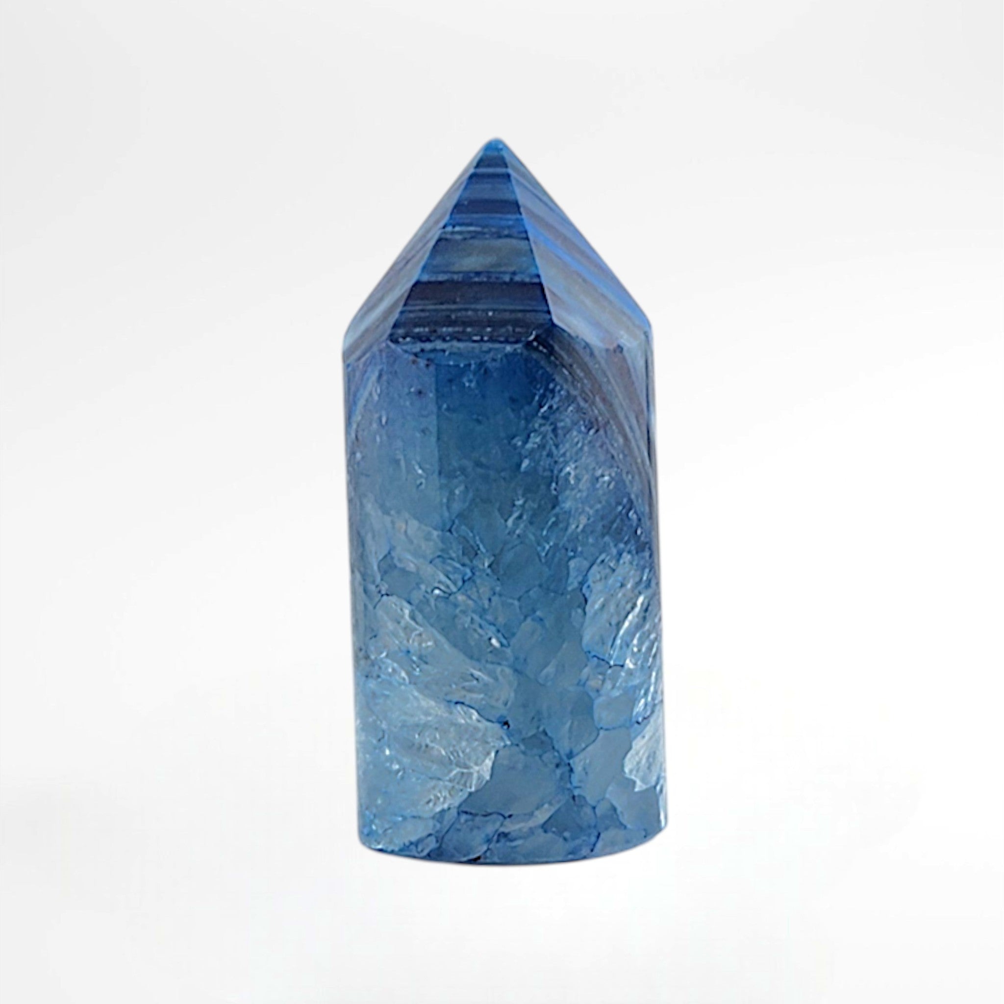 Dyed Blue Polished Quartz Tower