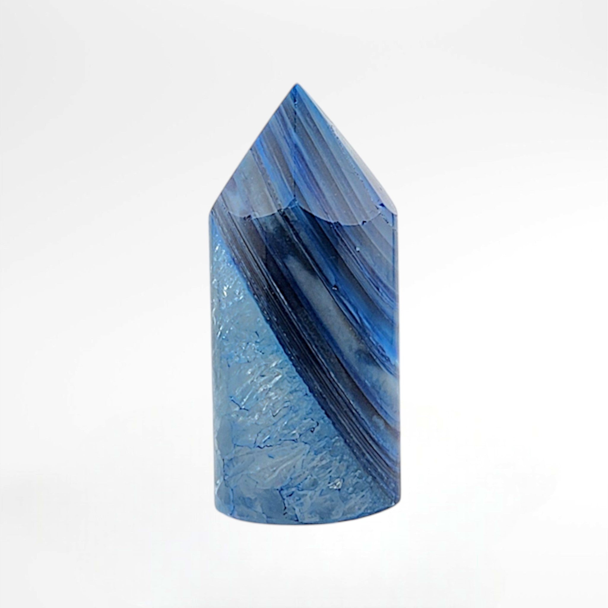 Dyed Blue Polished Quartz Tower