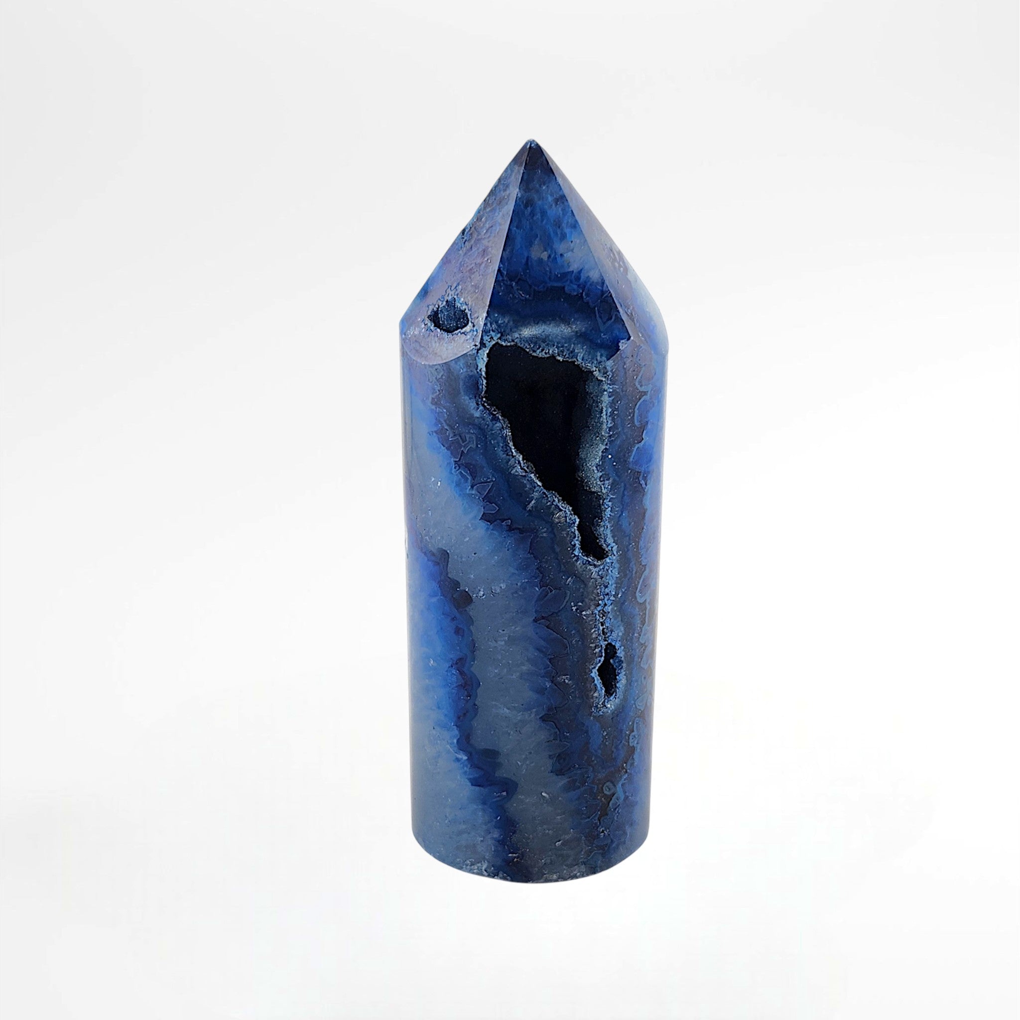 Dyed Blue Polished Quartz Tower