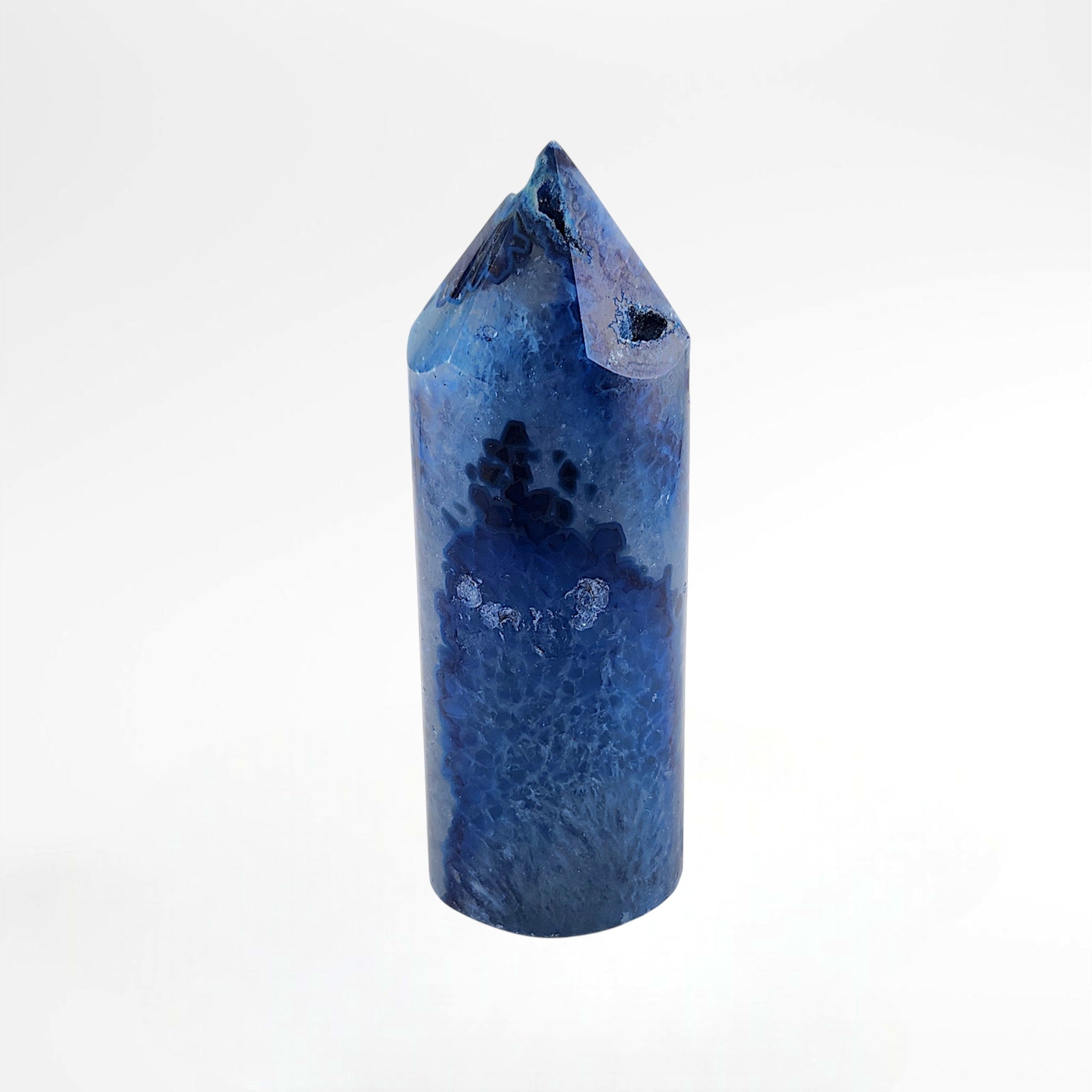 Dyed Blue Polished Quartz Tower
