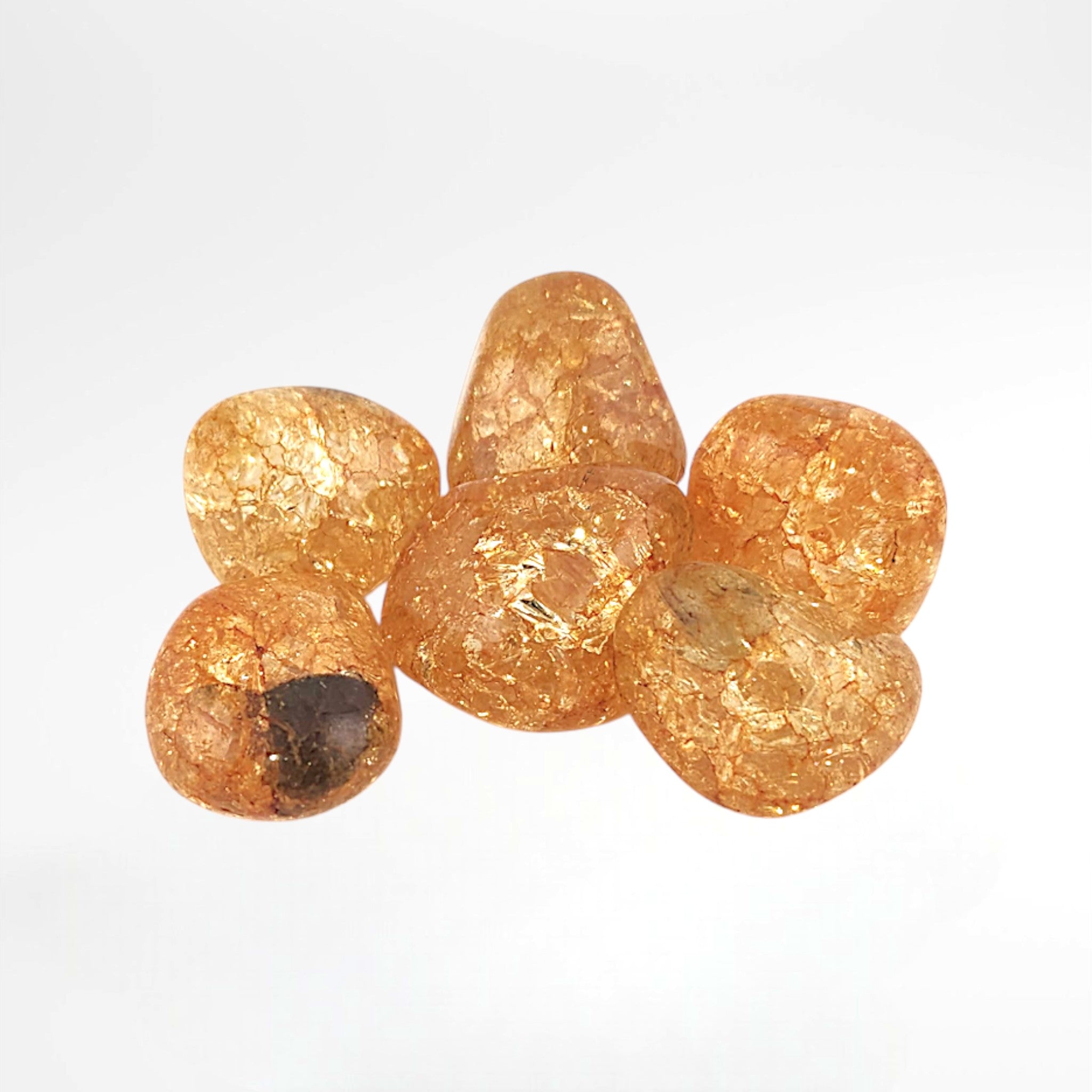 Orange Dyed Crackle Quartz Tumble