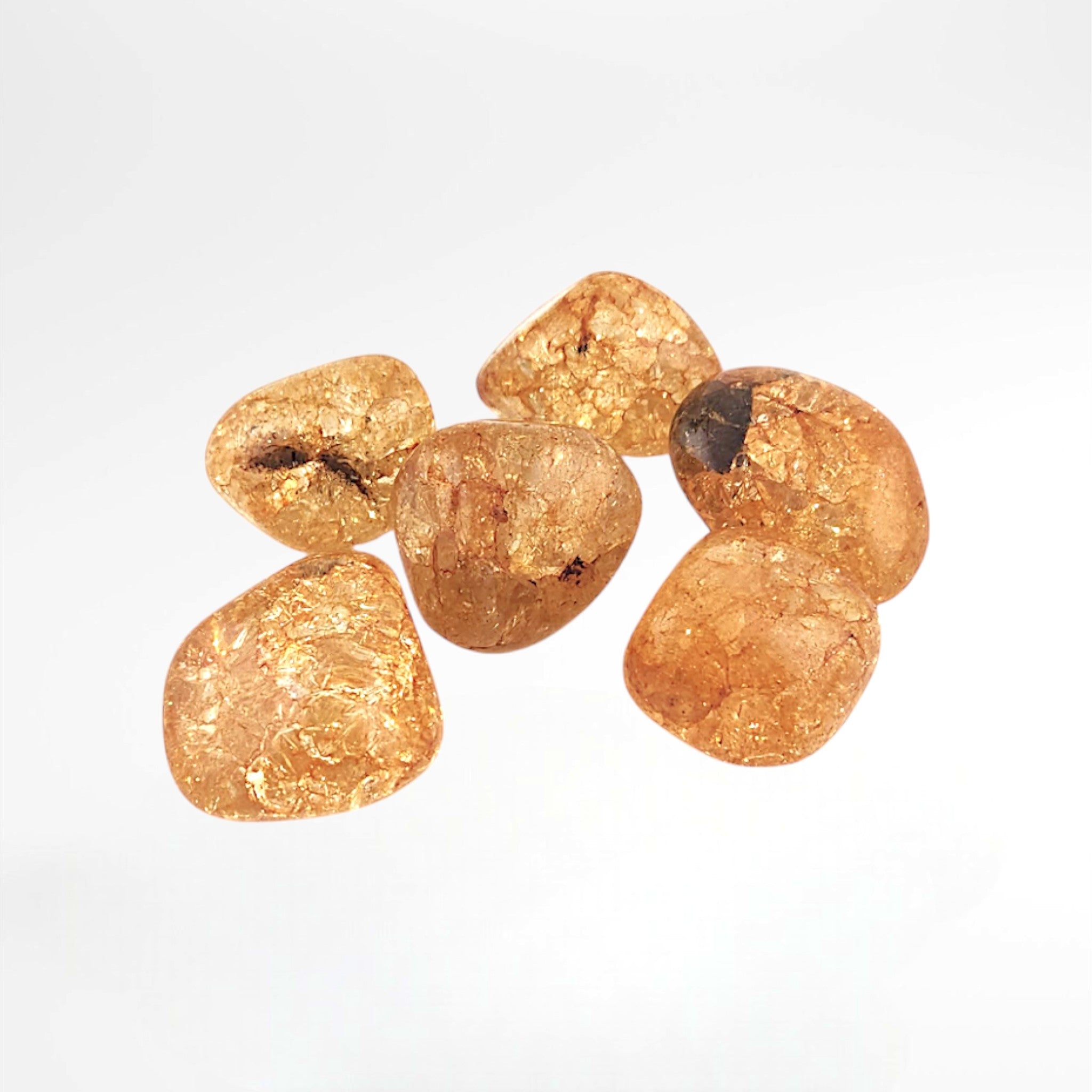 Orange Dyed Crackle Quartz Tumble