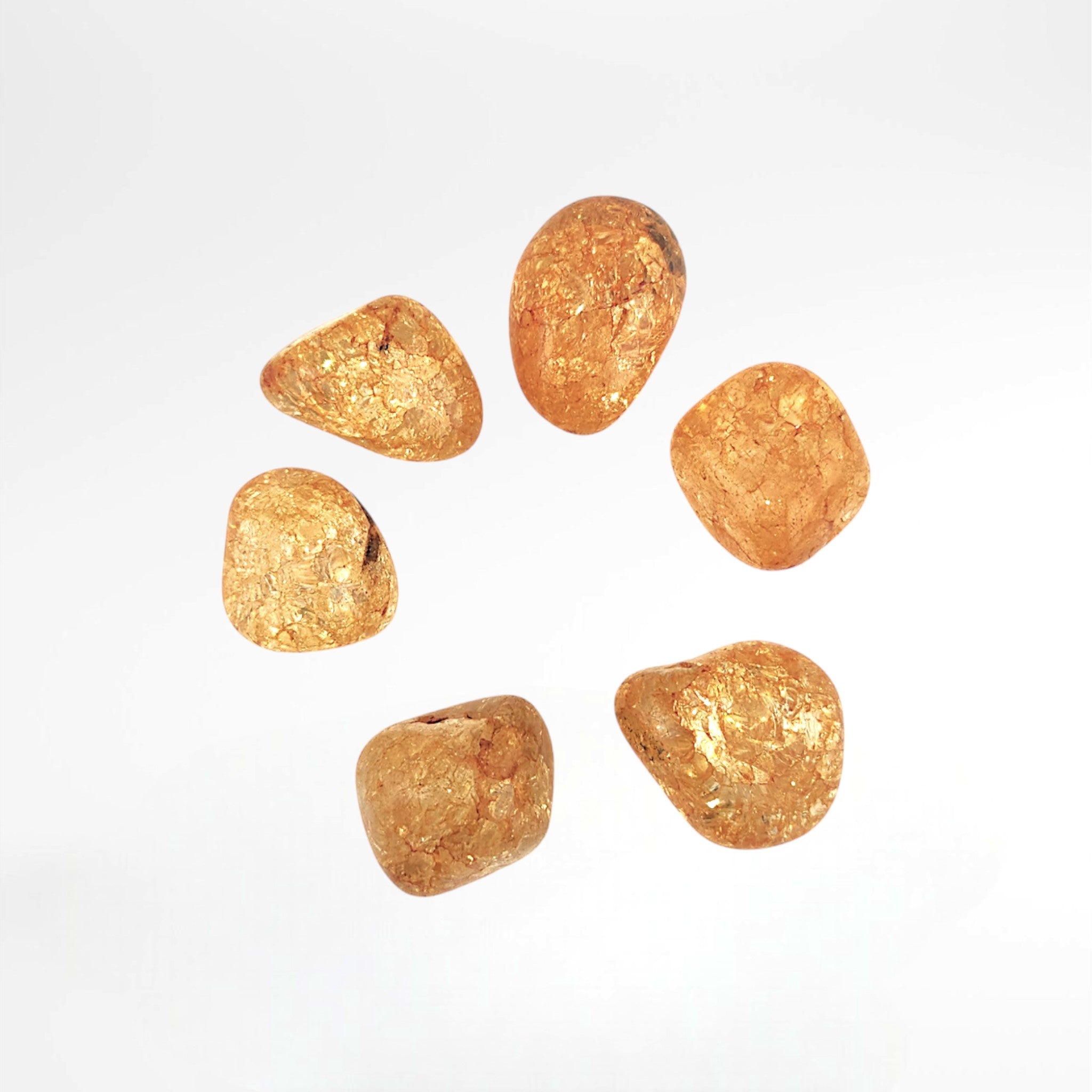 Orange Dyed Crackle Quartz Tumble