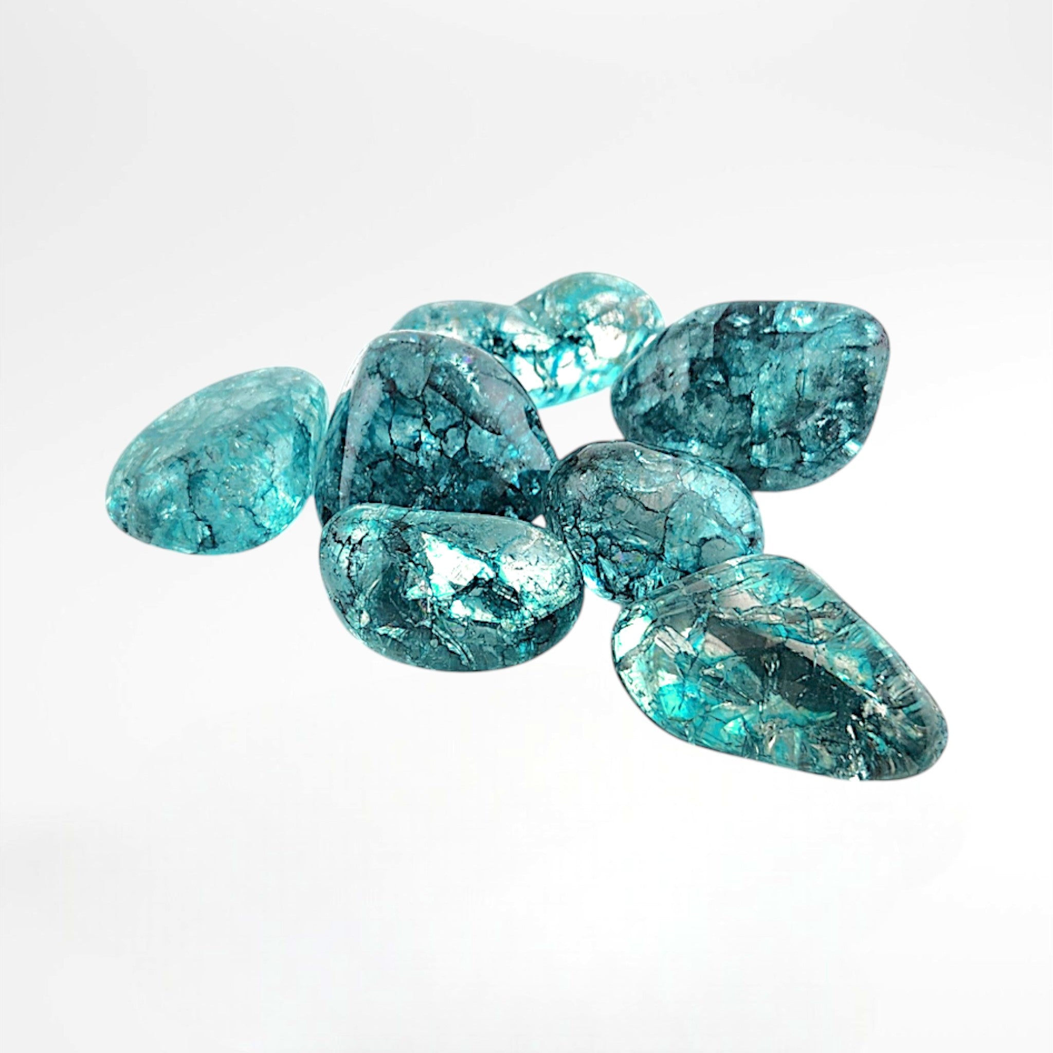 Turquoise Dyed Crackl Quartz Tumble
