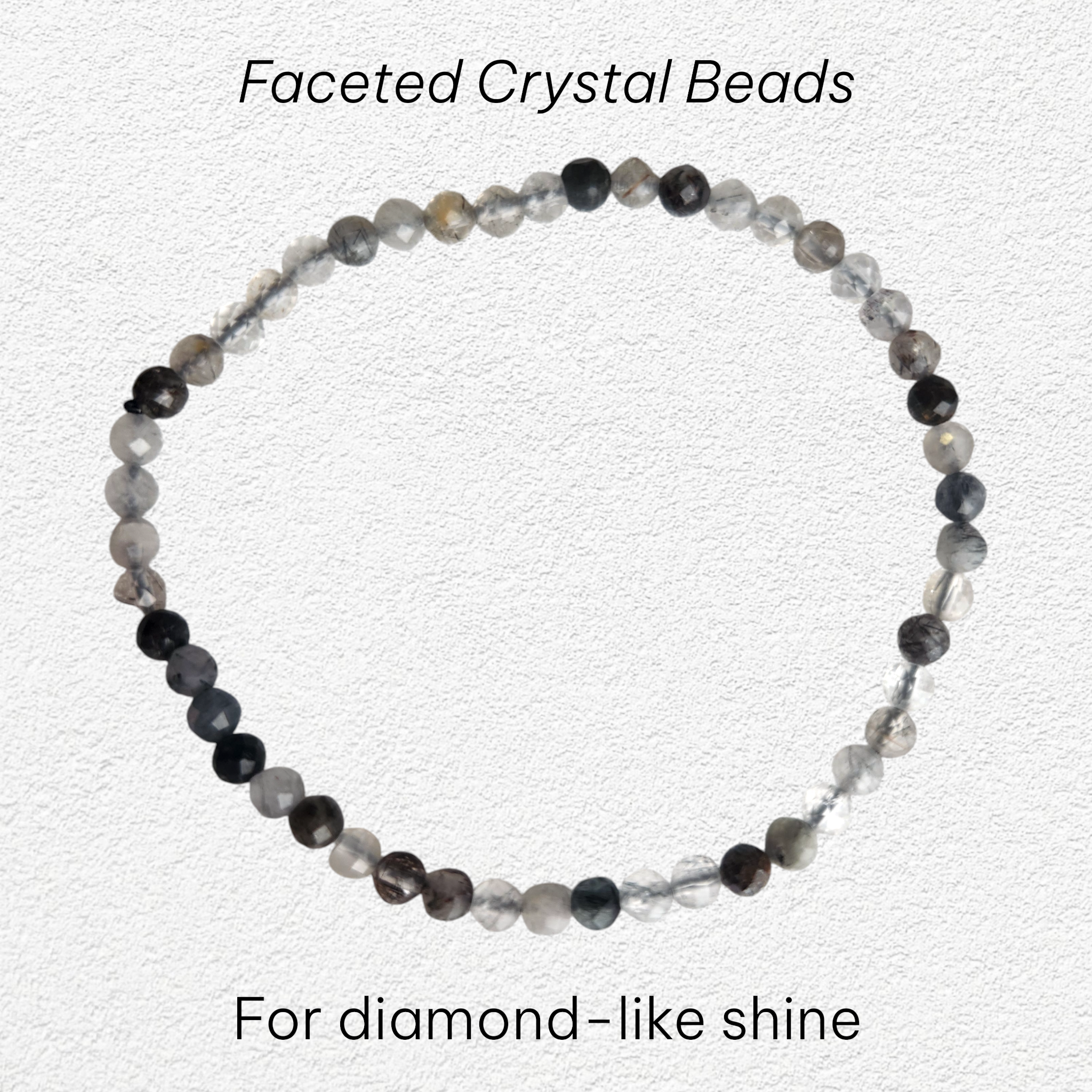 Black Tourmaline Quartz - 4mm faceted bead