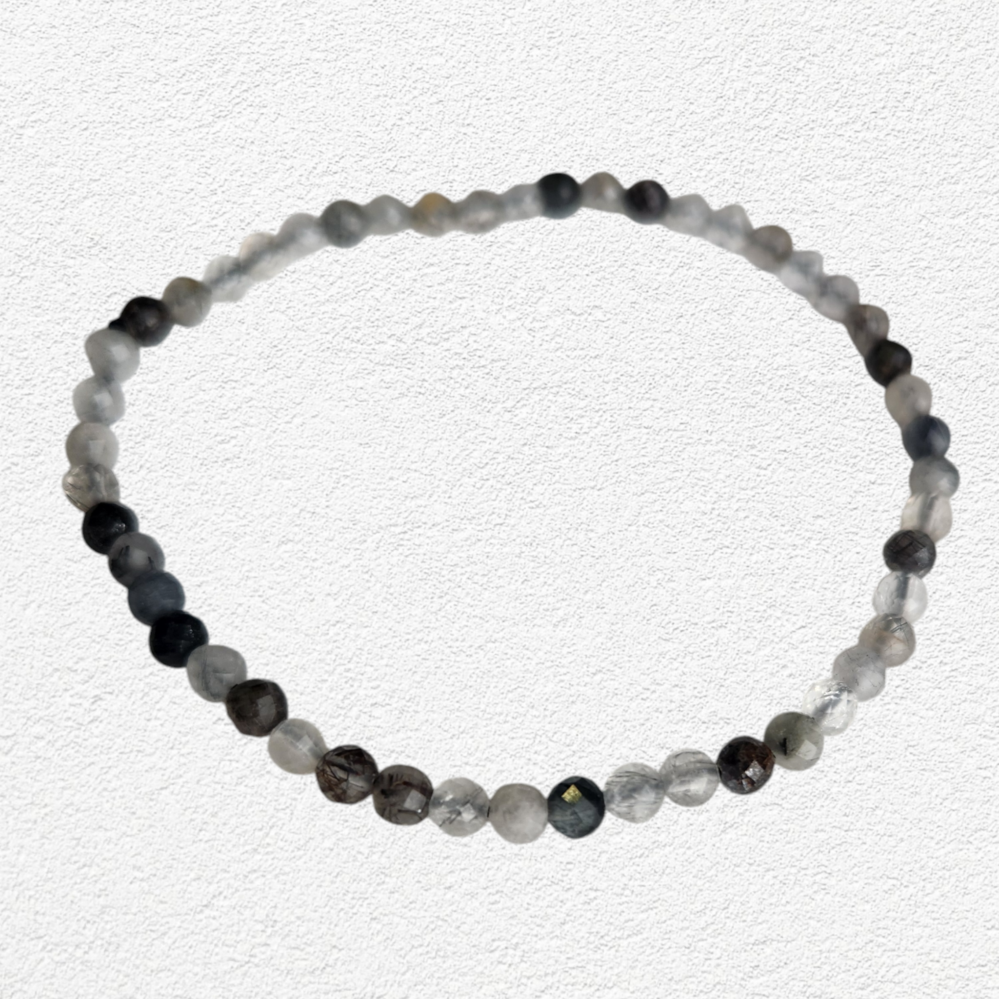 Black Tourmaline Quartz - 4mm faceted bead