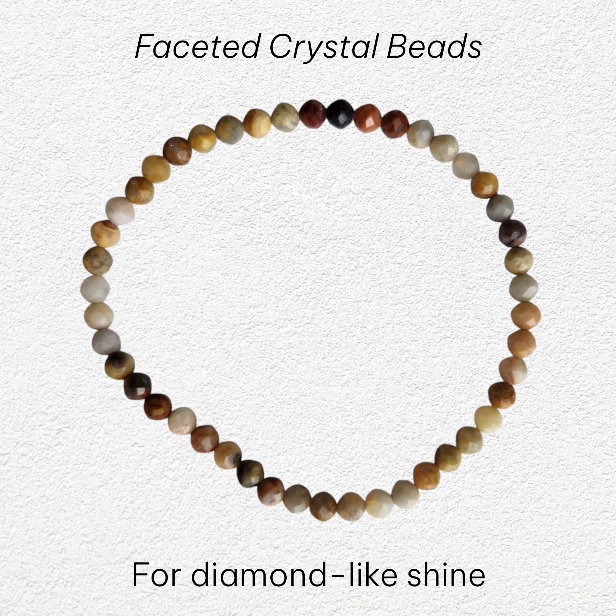 Crazy Lace Agate Bracelet - 4mm faceted bead