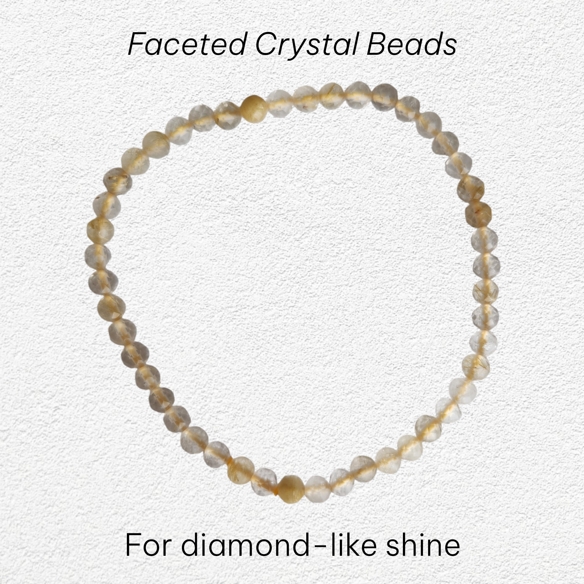 Gold Rutilated Quartz Bracelet - 4mm faceted bead