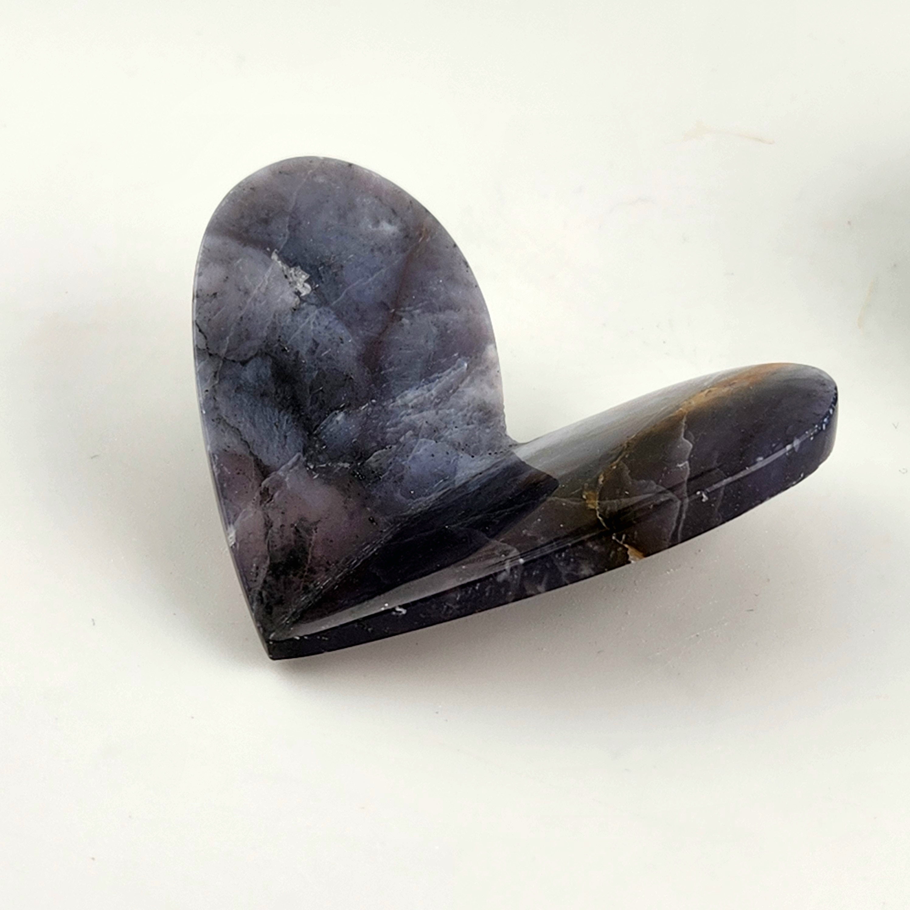 Purple Chalcedony 3D Heart Carving