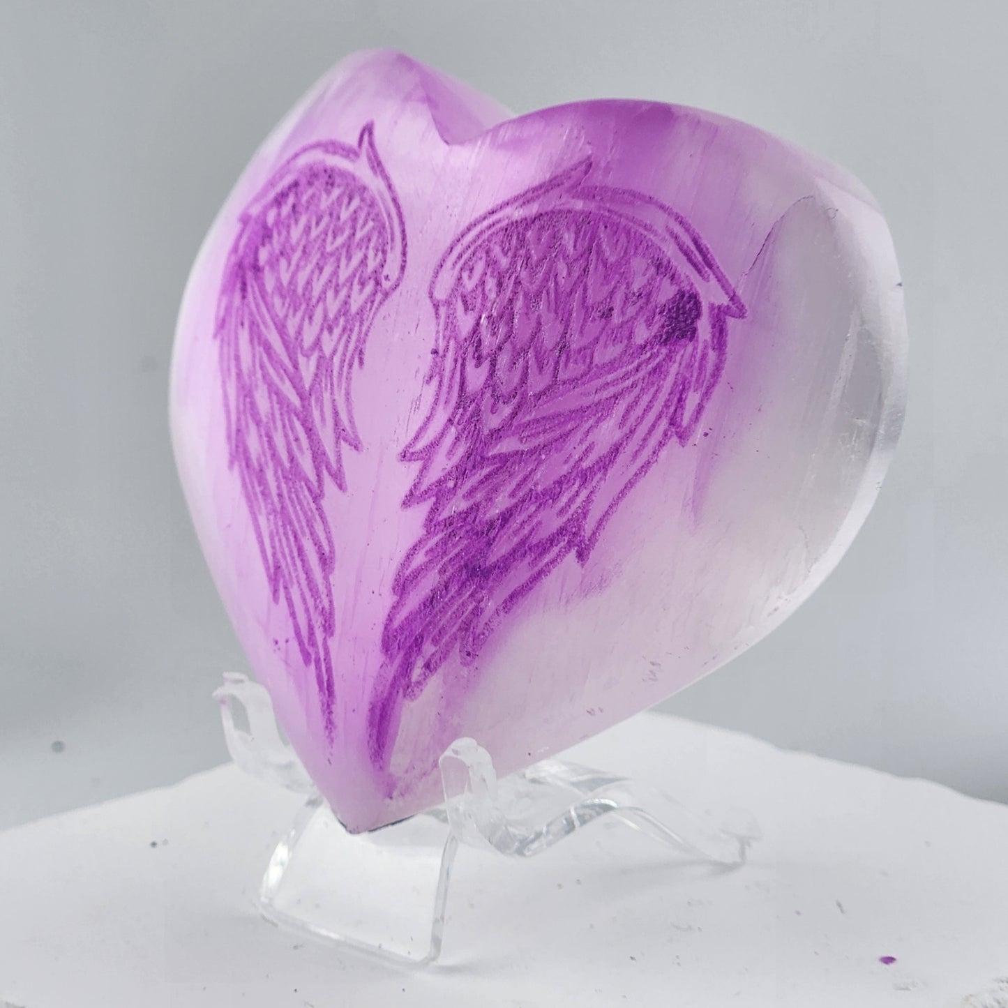Selenite Angel Wing Heart