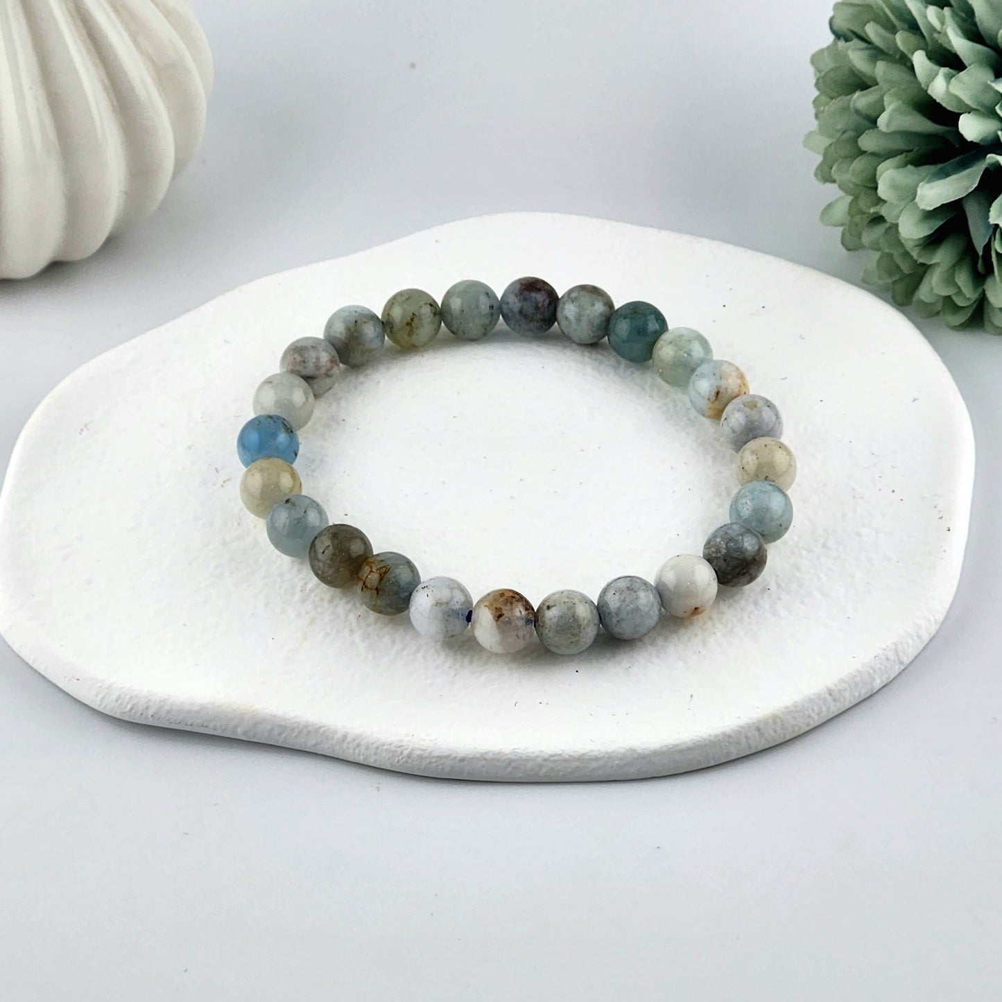 Aquamarine Beaded Bracelet - 8mm