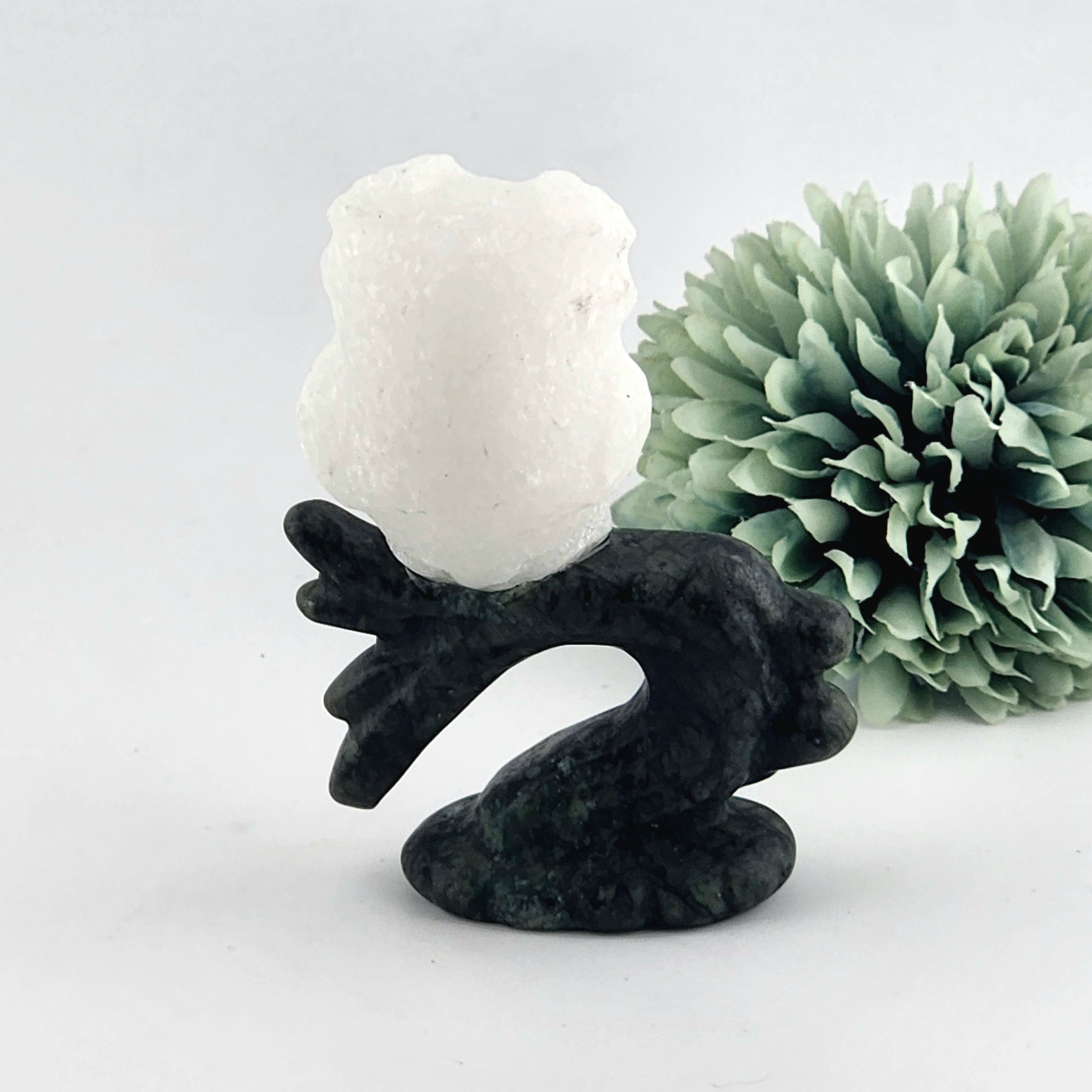 White Jade Owl on Green Jade Branch
