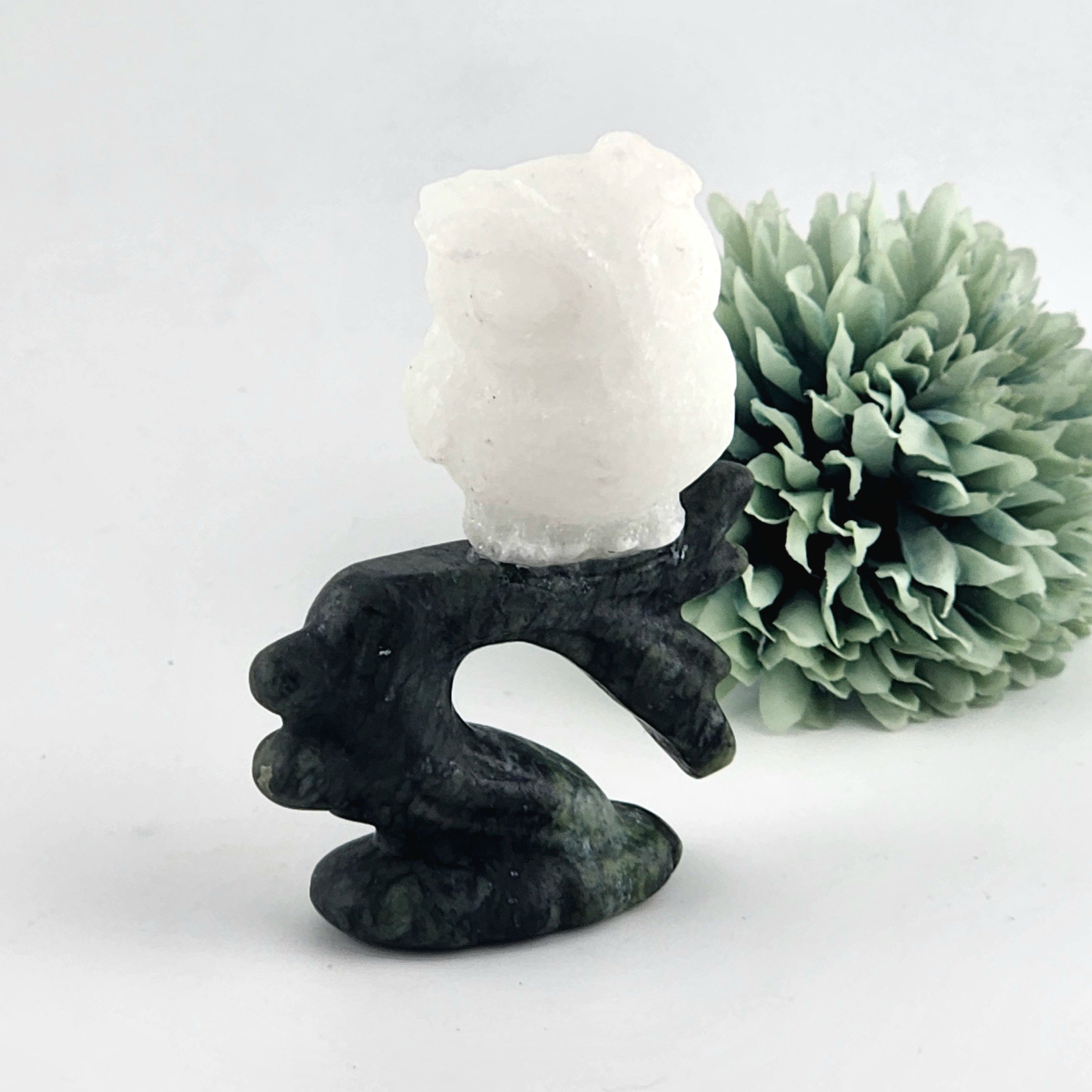 White Jade Owl on Green Jade Branch