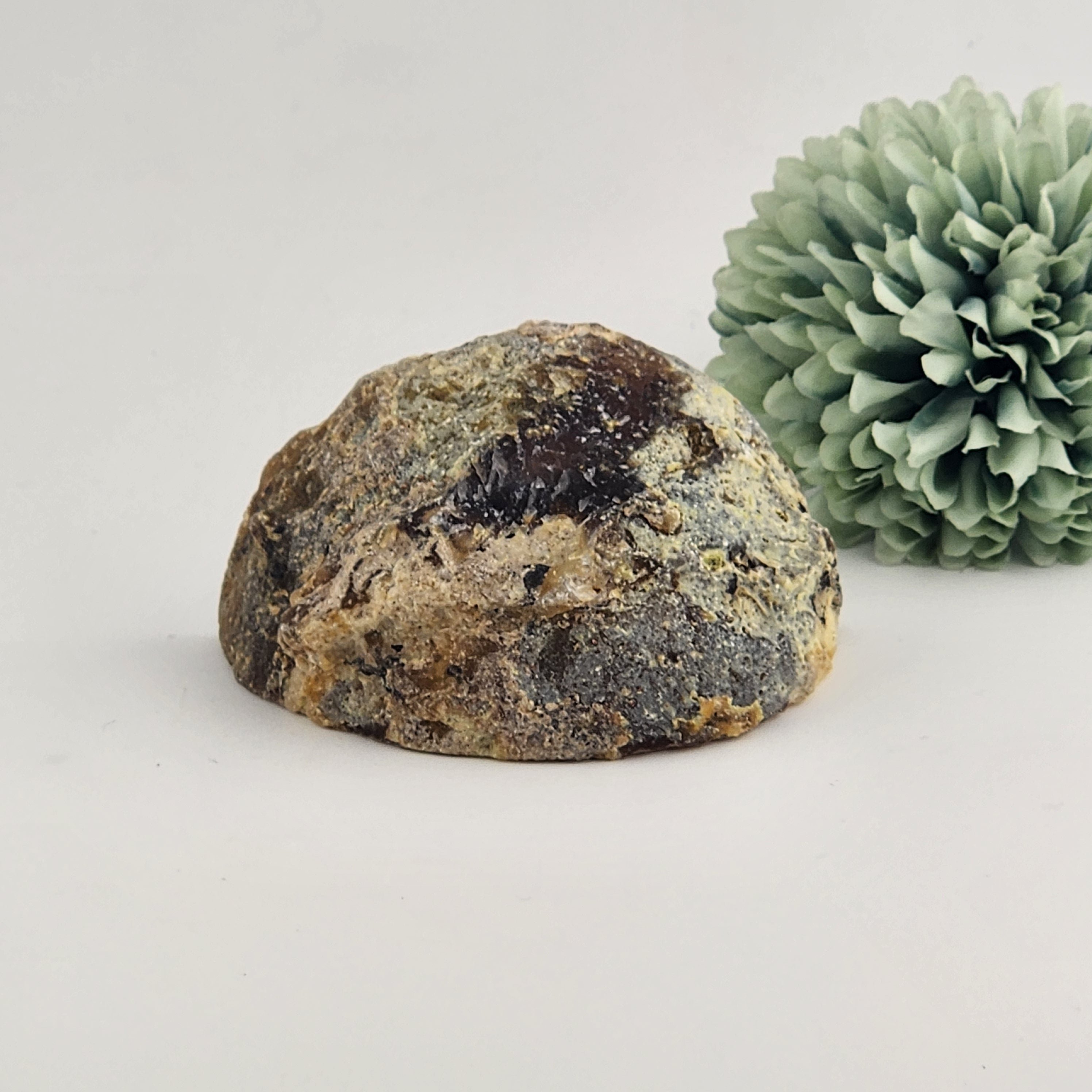 Agate Geode with Quartz Druzy + Moss Inclusions