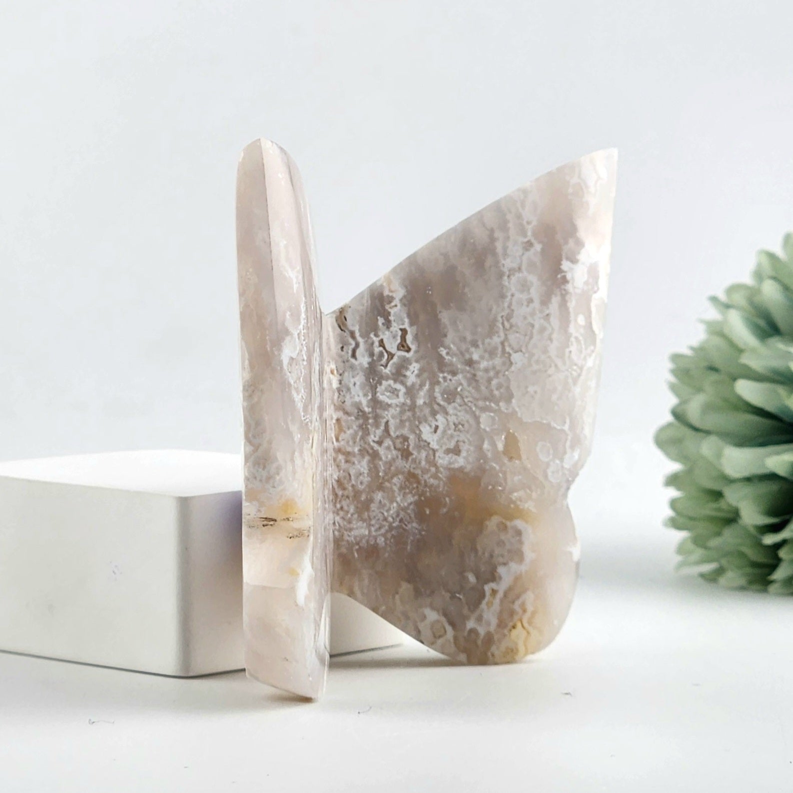 White Plume Agate 3D Butterfly