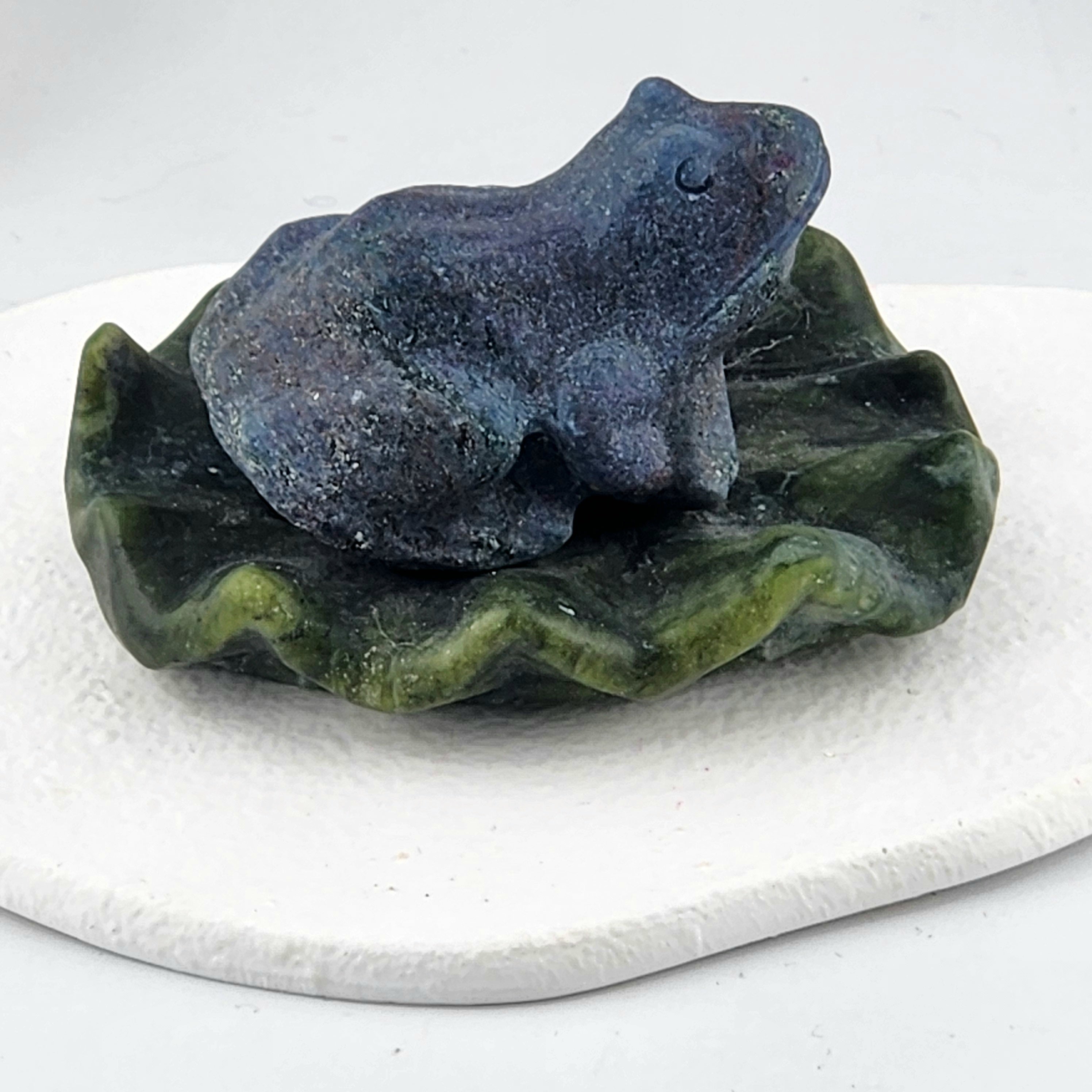 Ruby Fuchsite Frog On Leaf