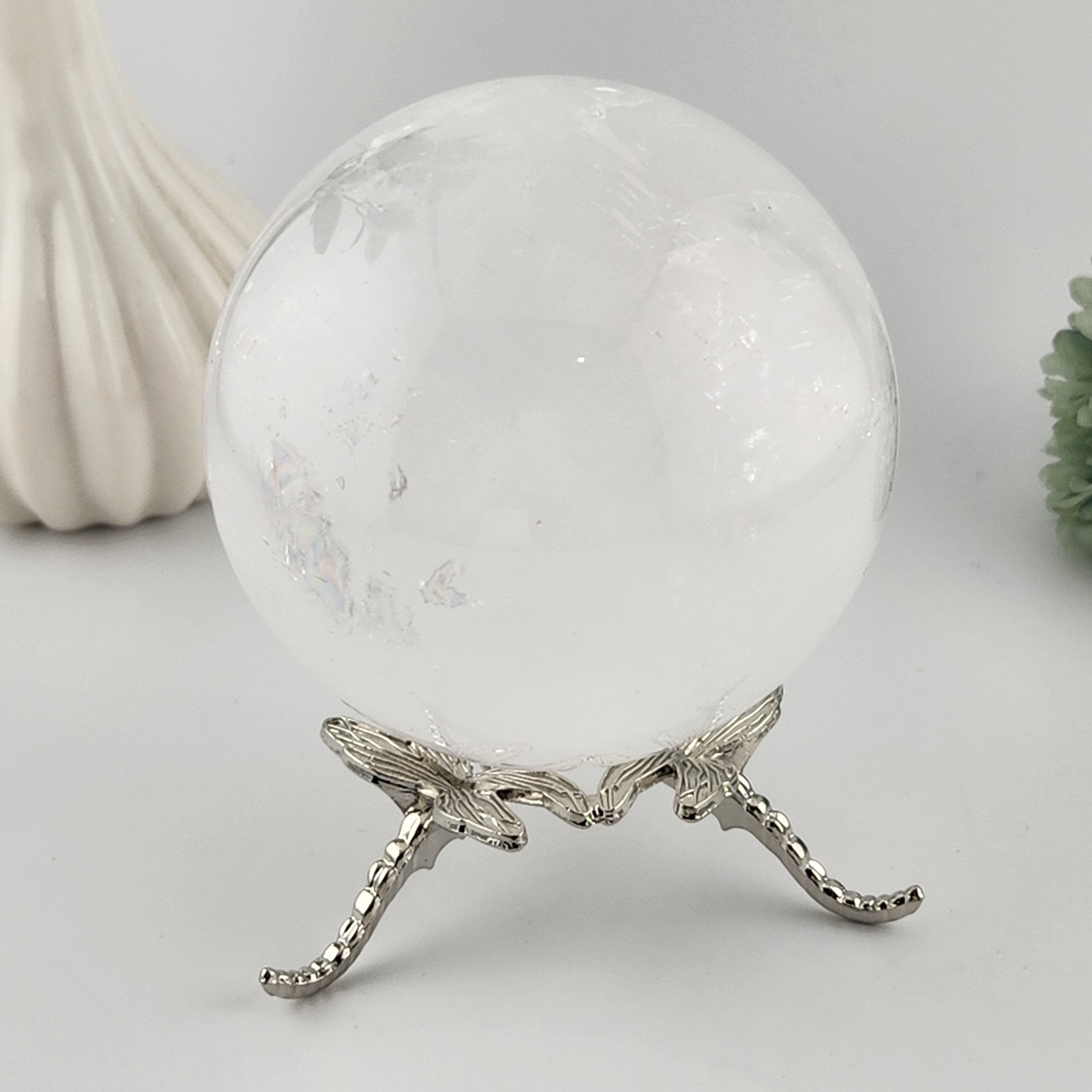 Silver Dragonfly Sphere Stand