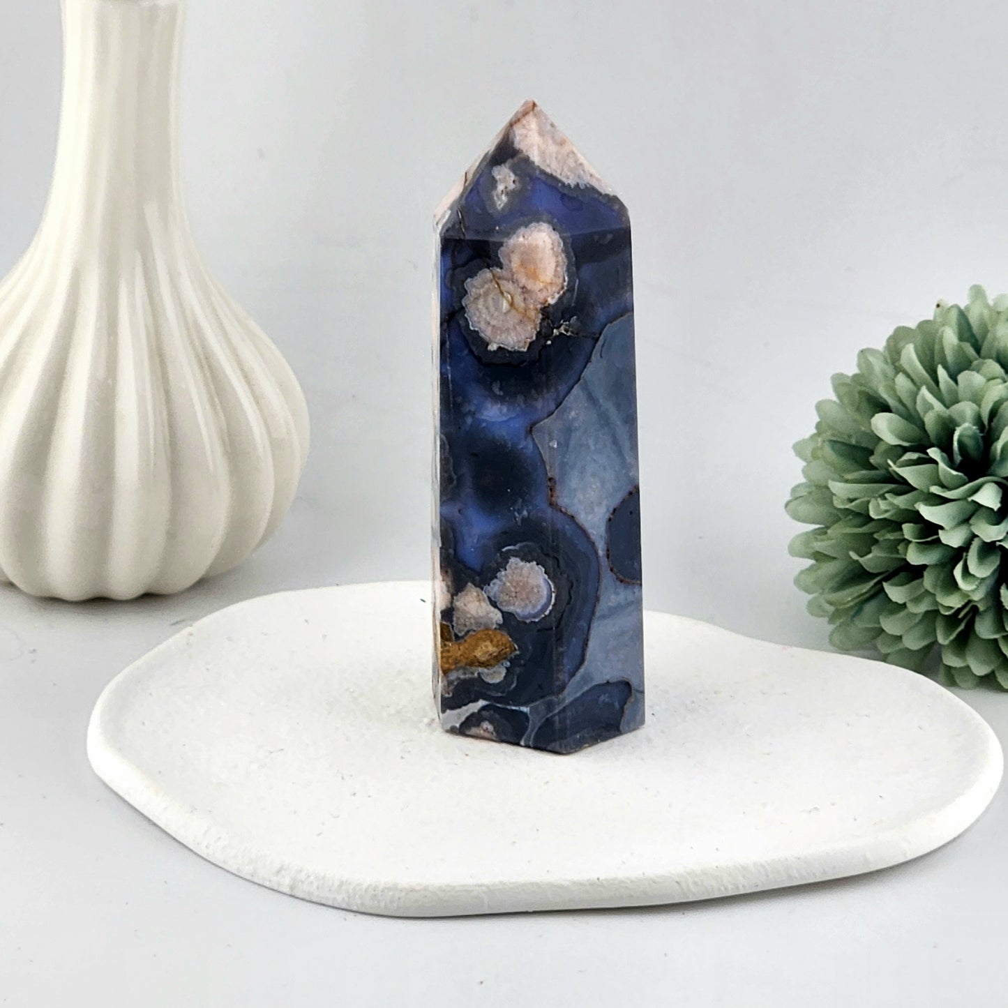 Blue Flower Agate Tower