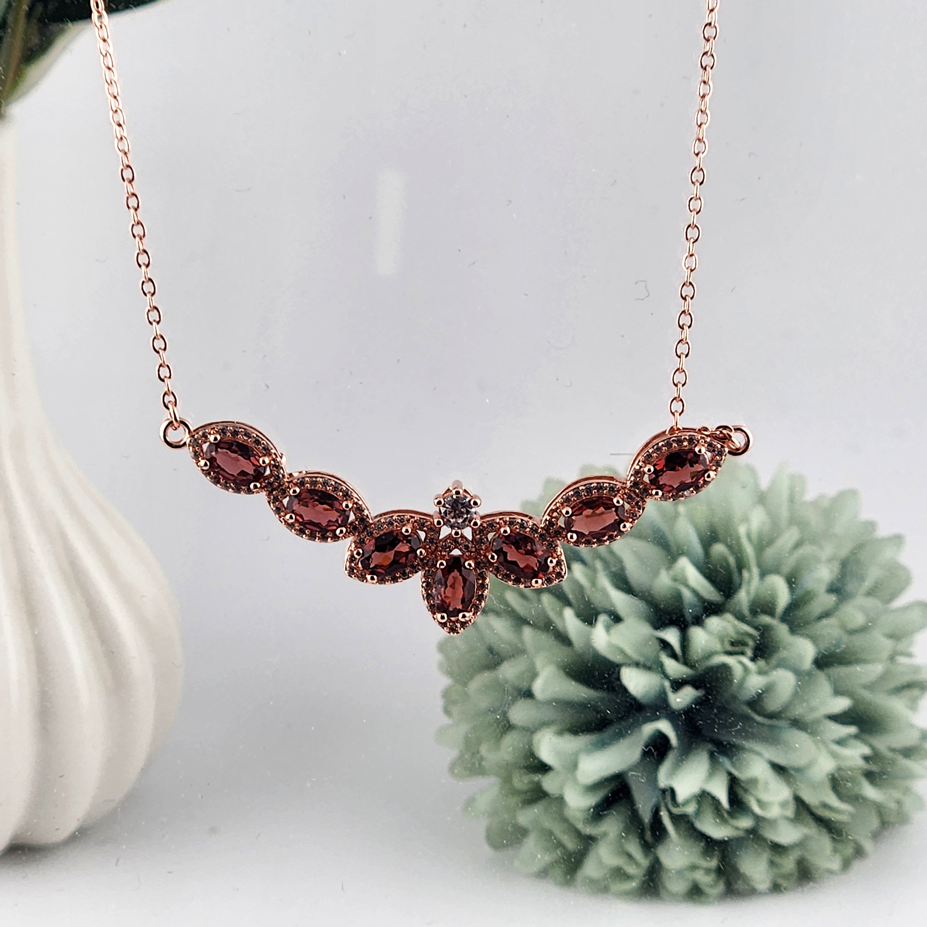 Garnet Rose Gold Necklace