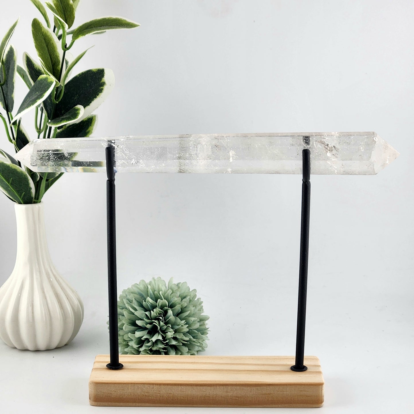 Clear Quartz Faceted Double Terminated Point on Stand