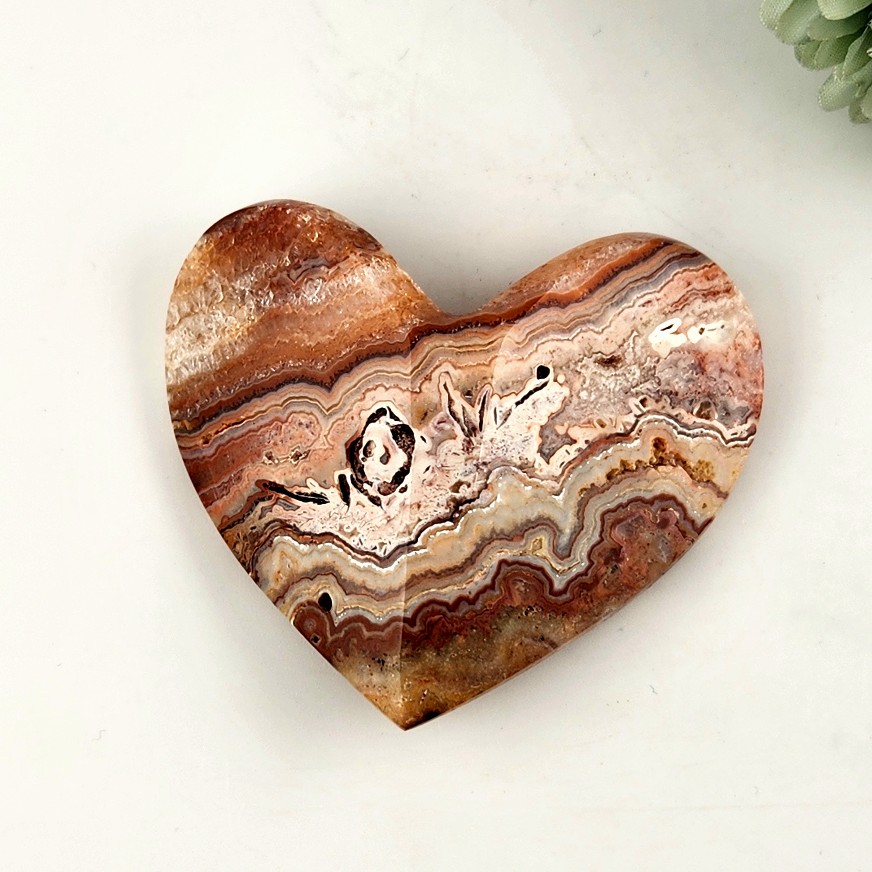 Pink Crazy Lace Agate 3D Heart