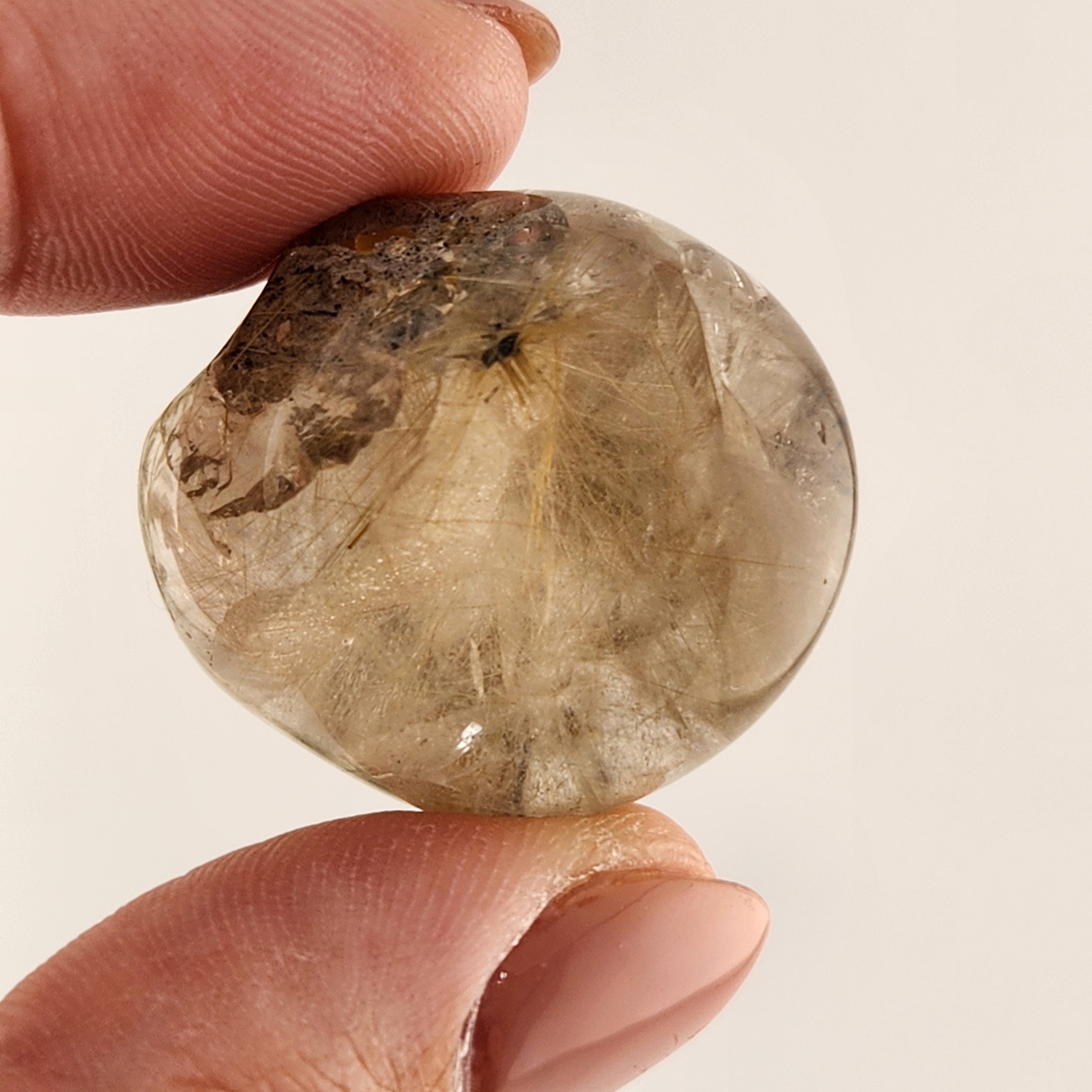 Gold Rutilated Smokey Quartz Tumble