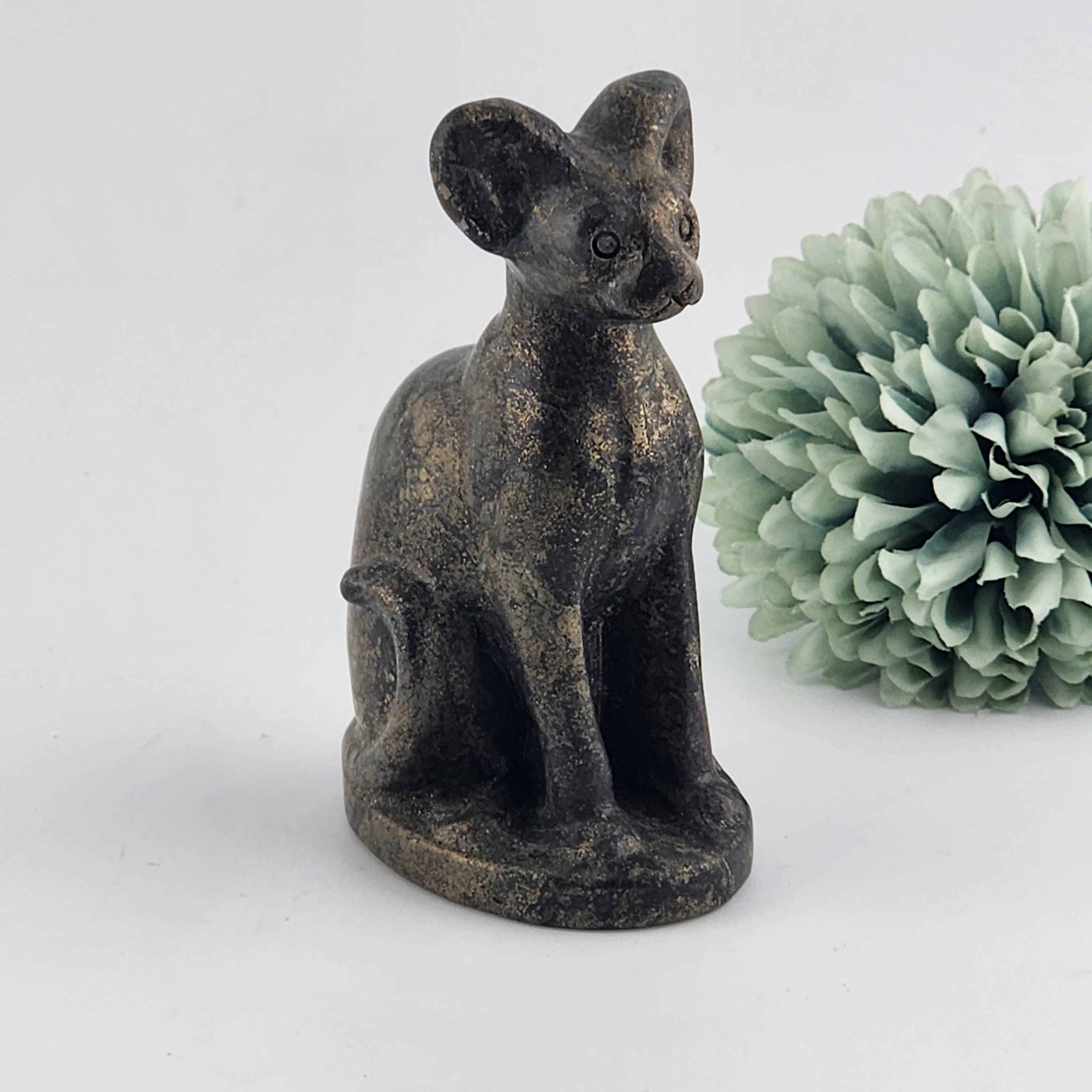 Pyrite Sphynx Cat Carving