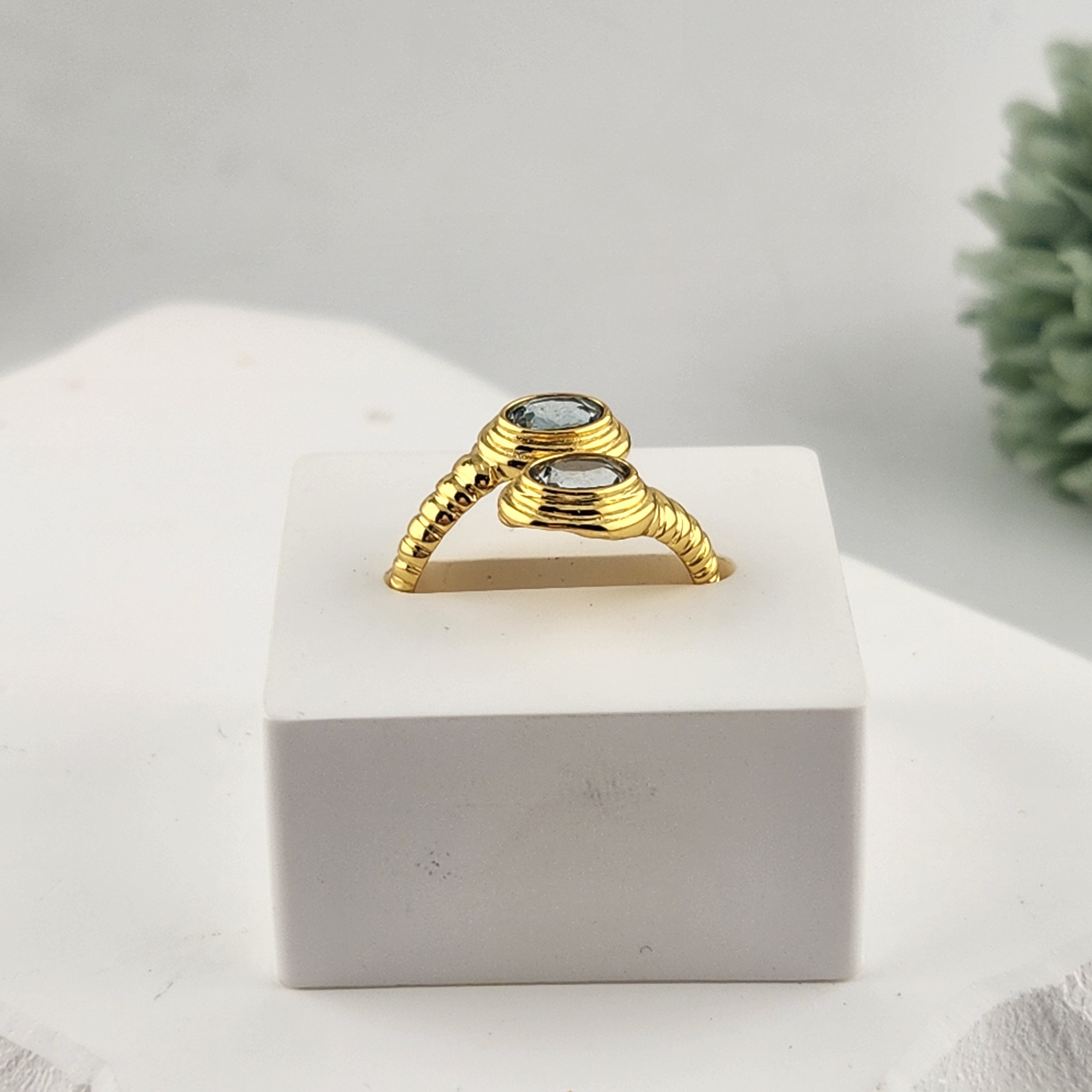 Turquoise Adjustable Ring - Copper Plated