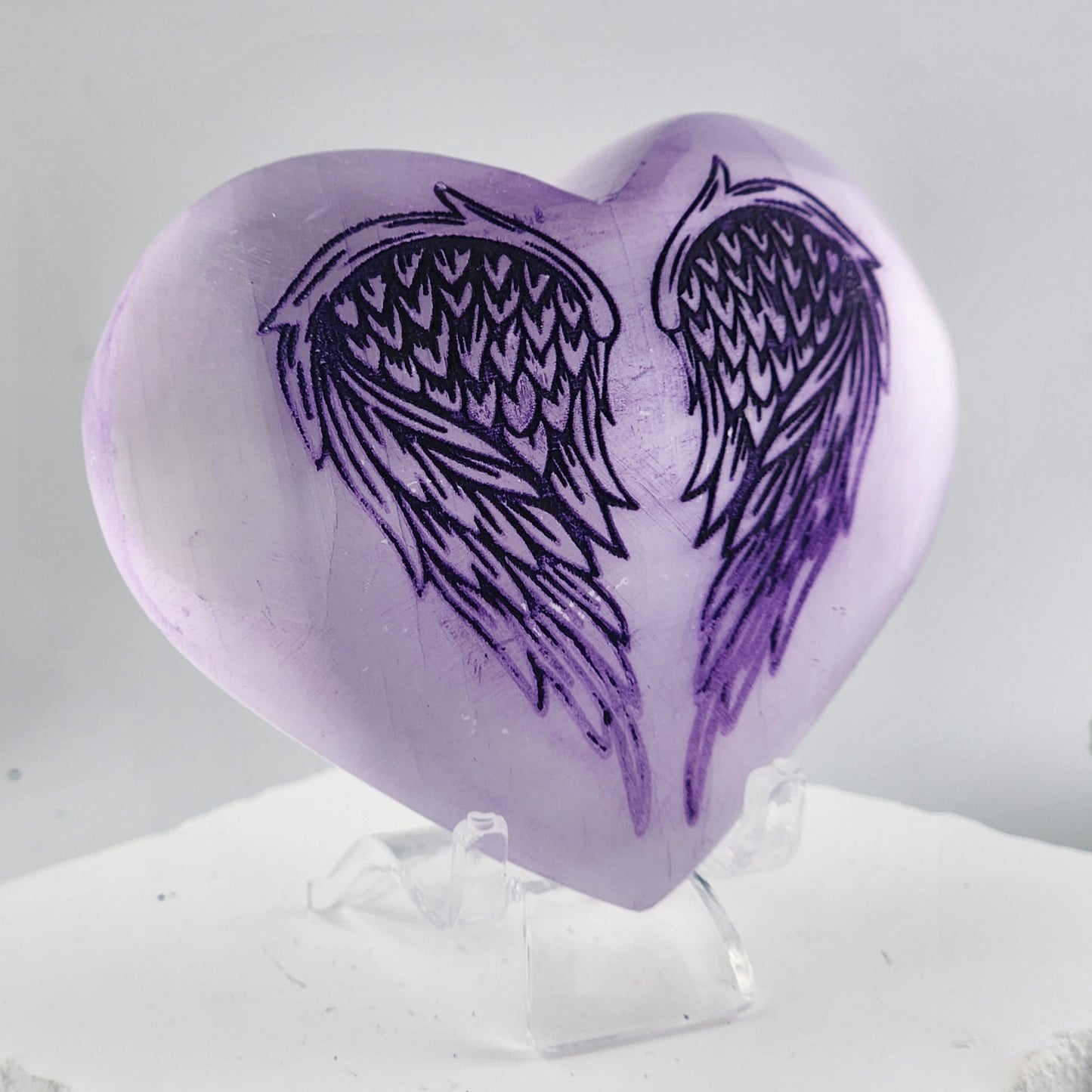 Selenite Angel Wing Heart