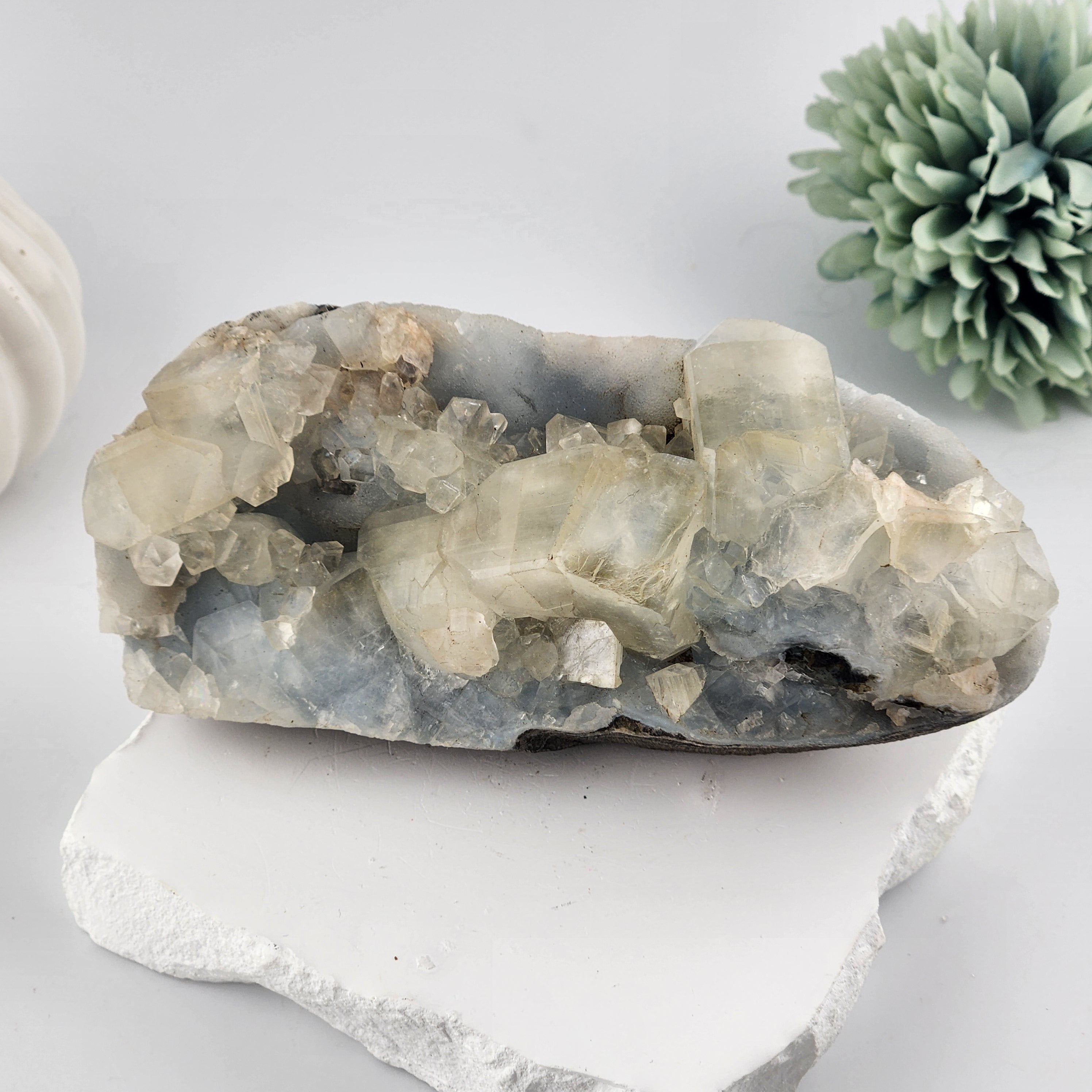 Blue Chalcedony with apophyllite Specimen