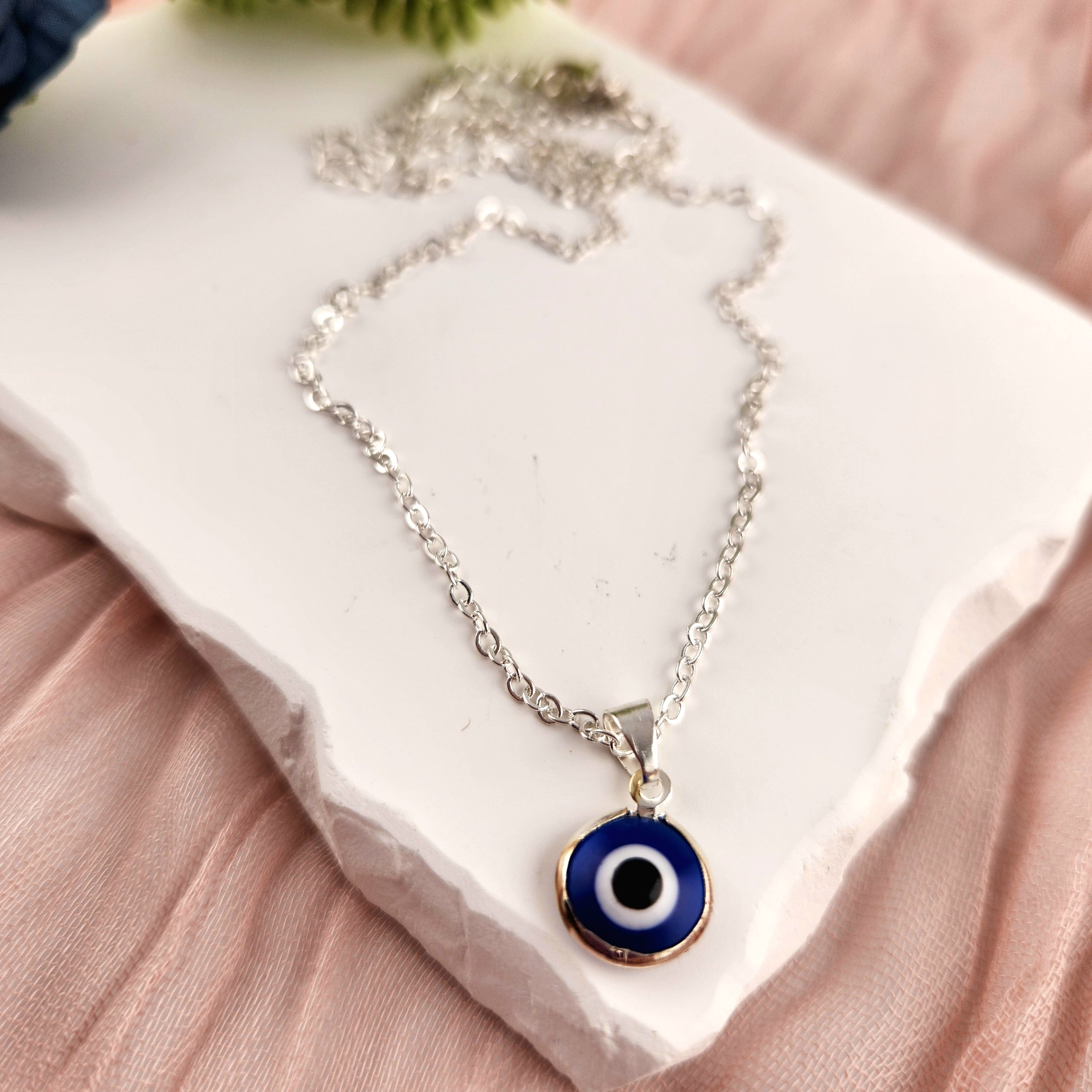 Evil Eye Necklace - Silver Copper Plated