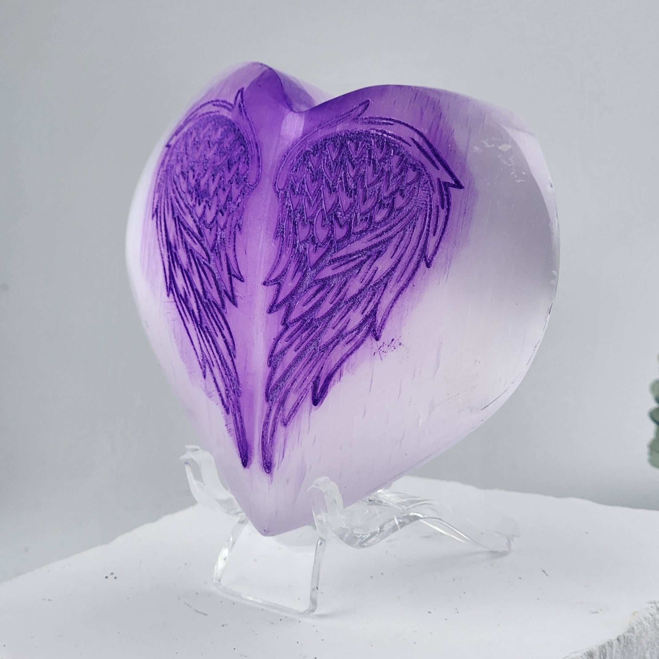 Selenite Angel Wing Heart