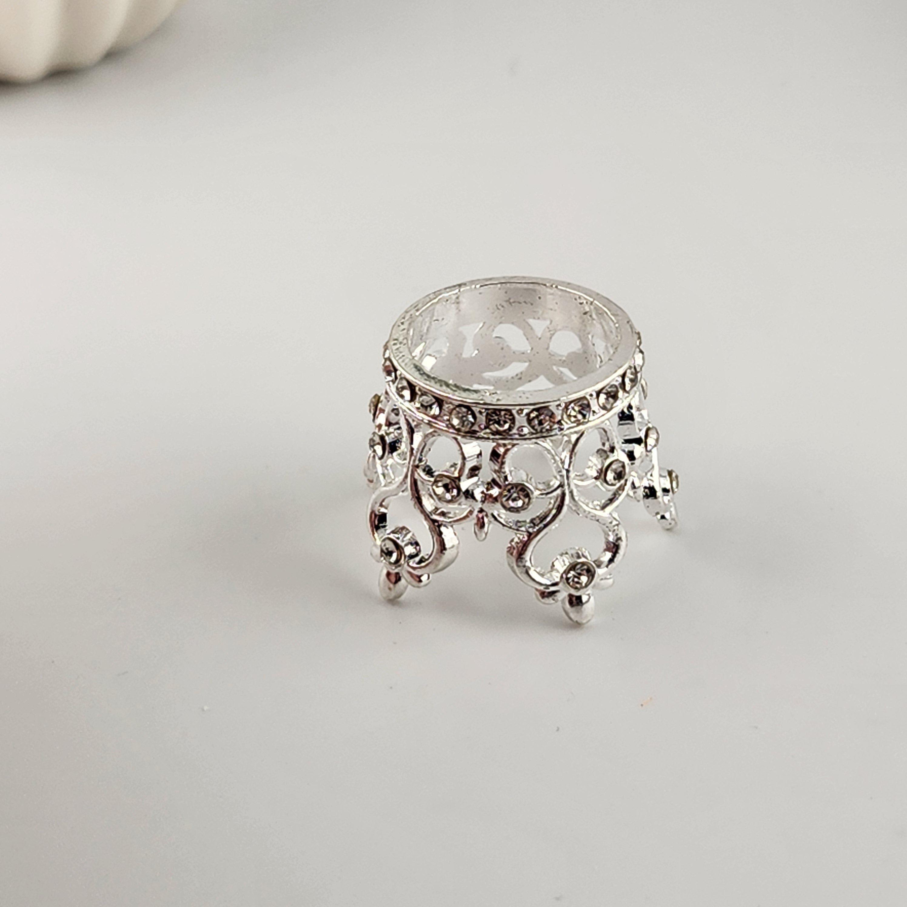 Silver Crown Sphere Stand (With Rhinestones)