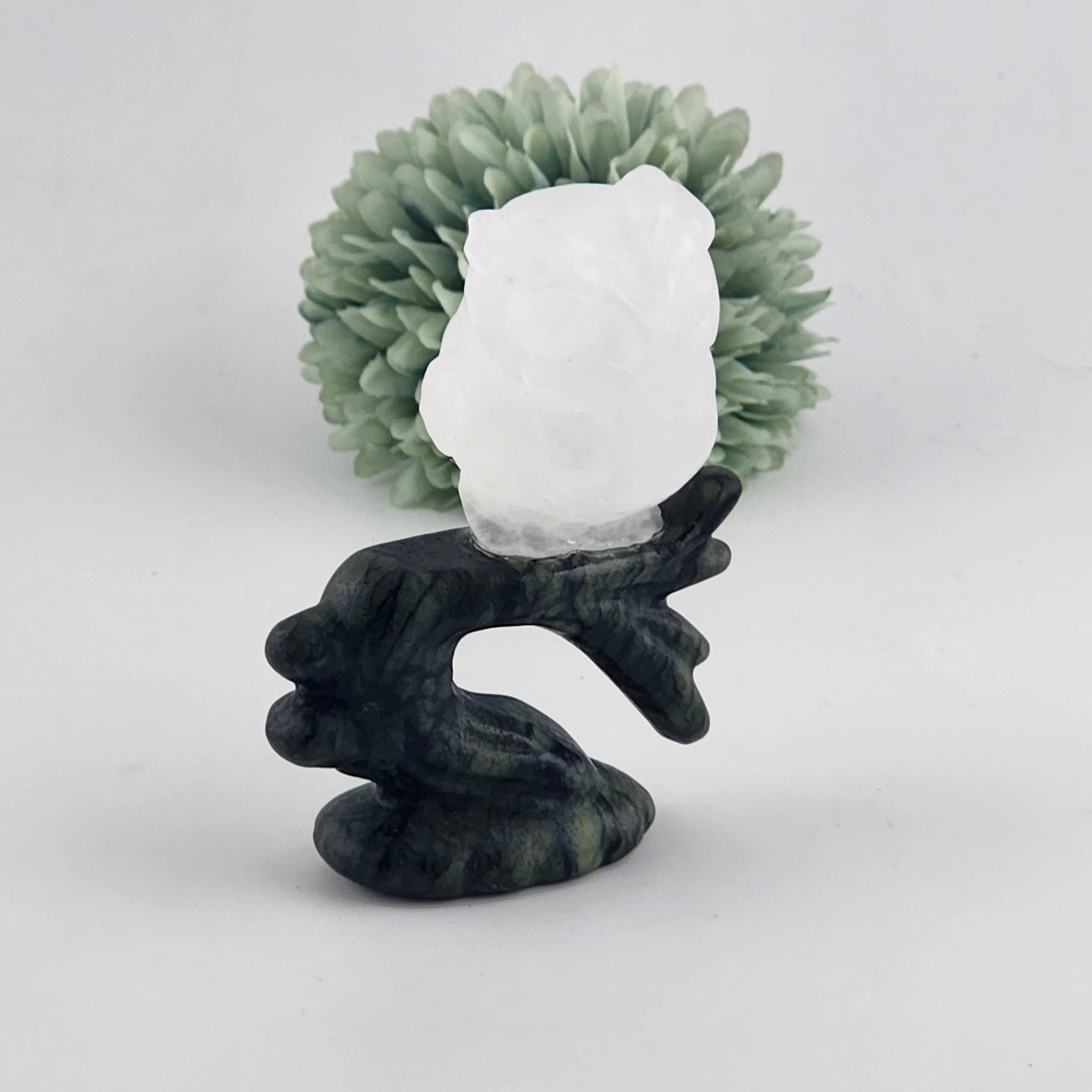 Quartz Owl on Green Jade Branch