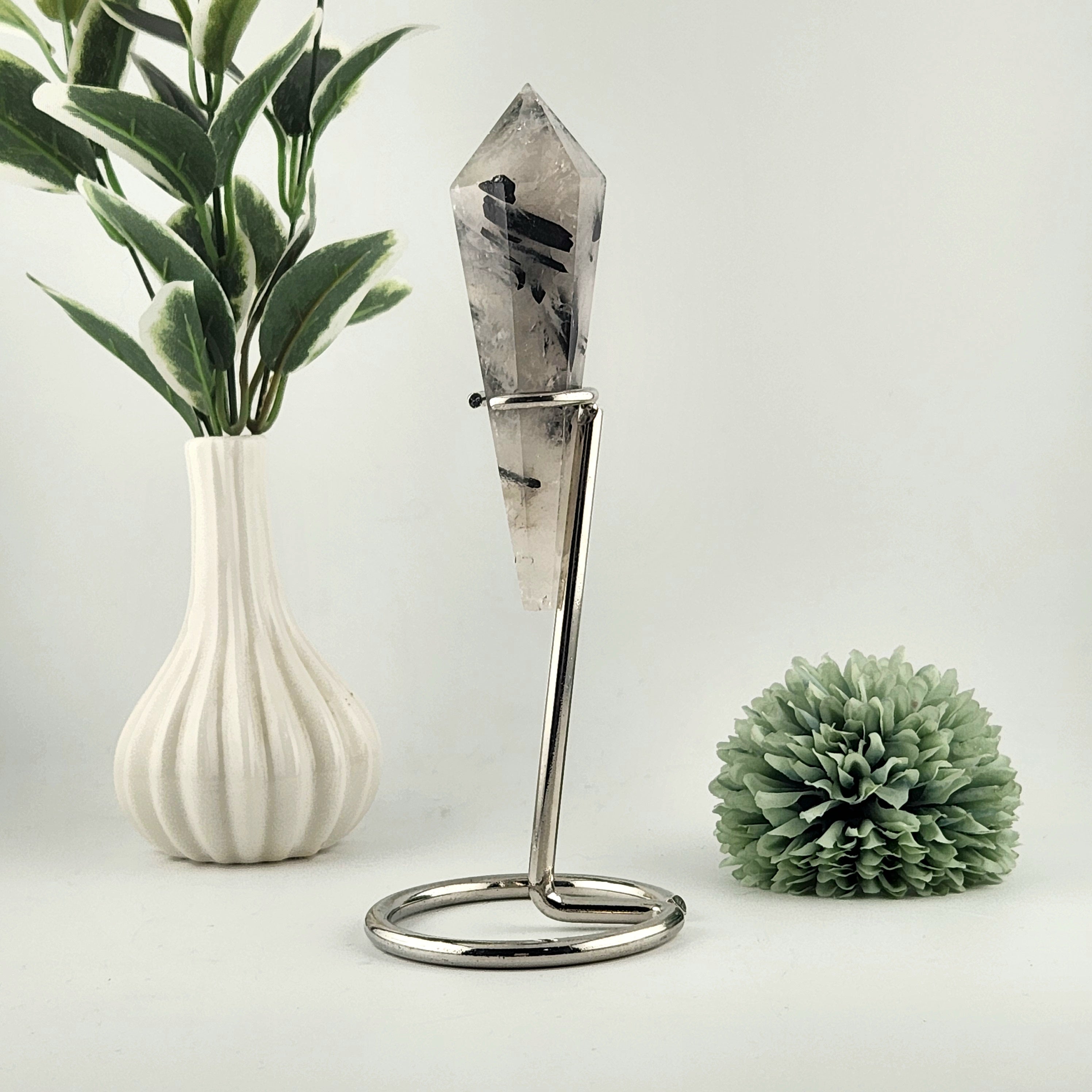 Clear Quartz with Black Tourmaline Wand