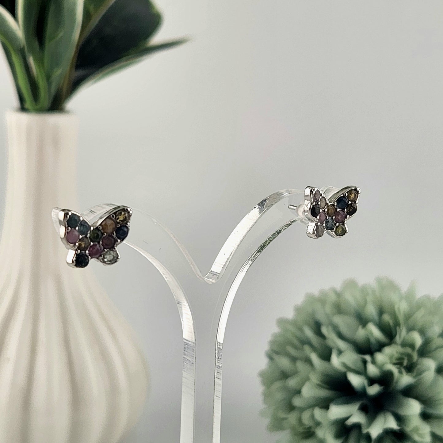 Tourmaline Butterfly Earrings - S925