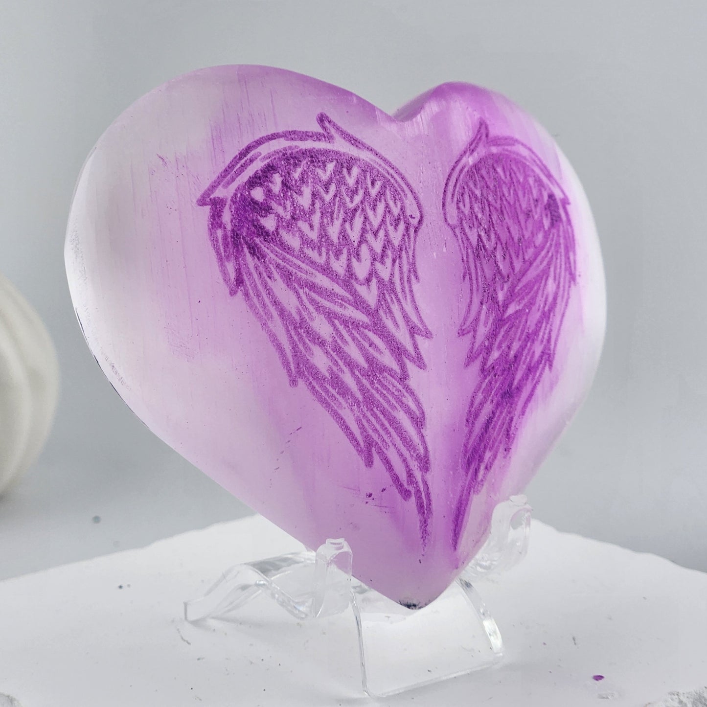 Selenite Angel Wing Heart