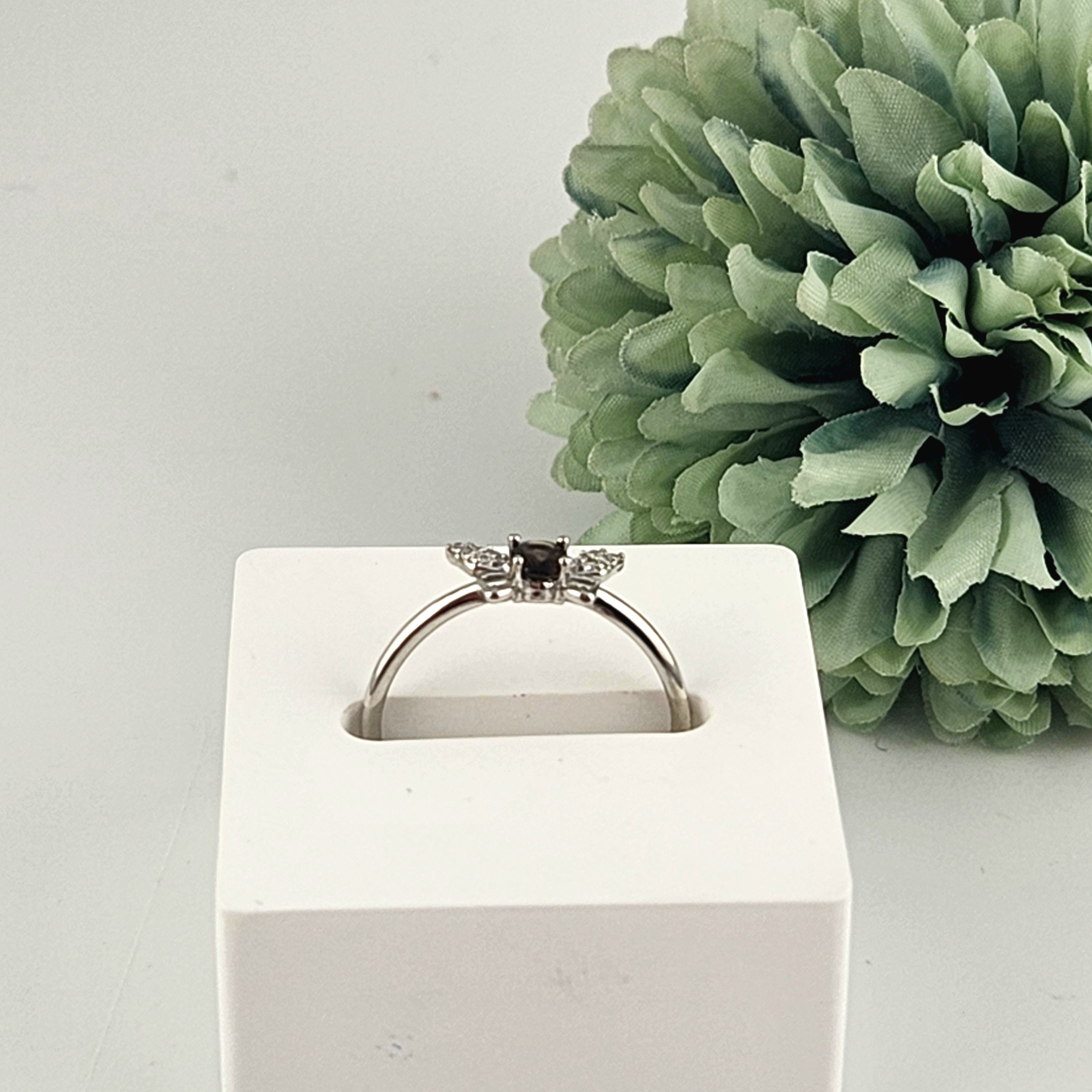 Smokey Quartz Butterfly Ring - Adjustable S925