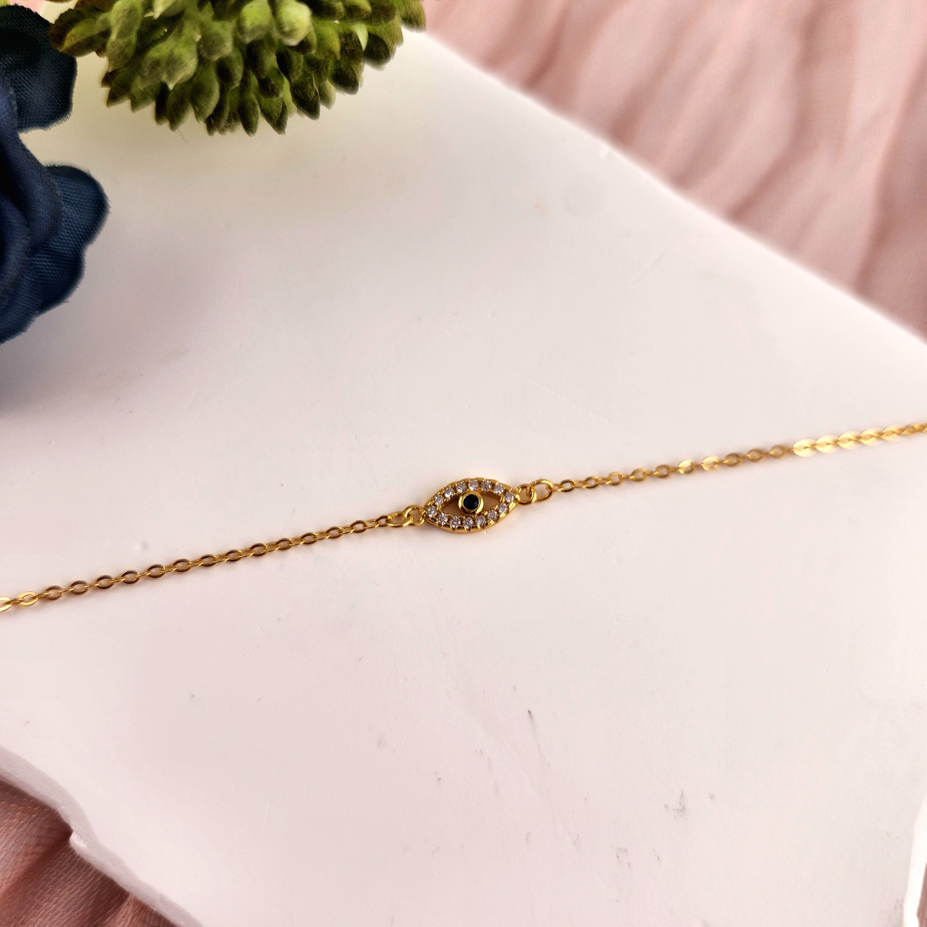Single Evil Eye Bracelet - Gold Plated S925