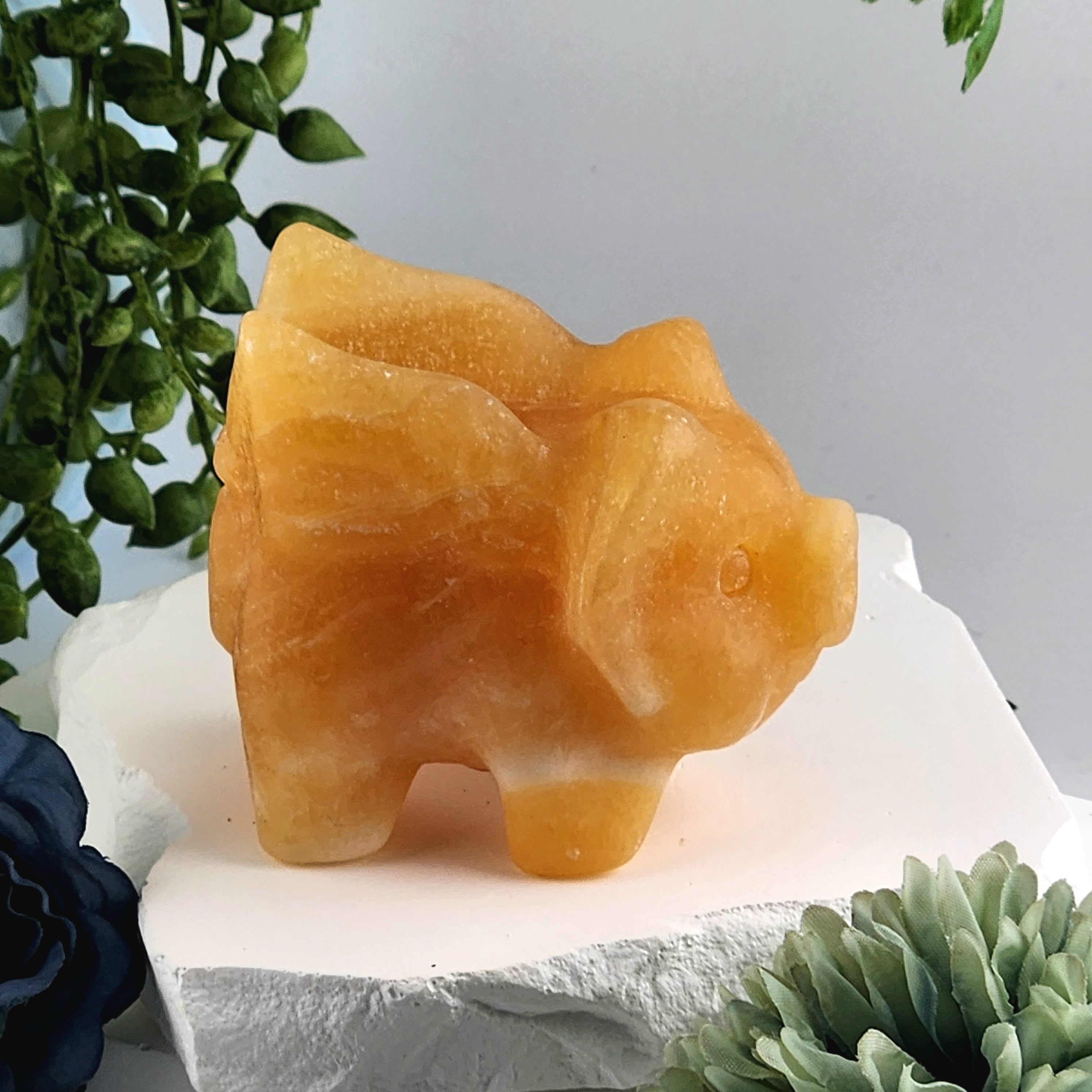 Orange Calcite Flying Pig