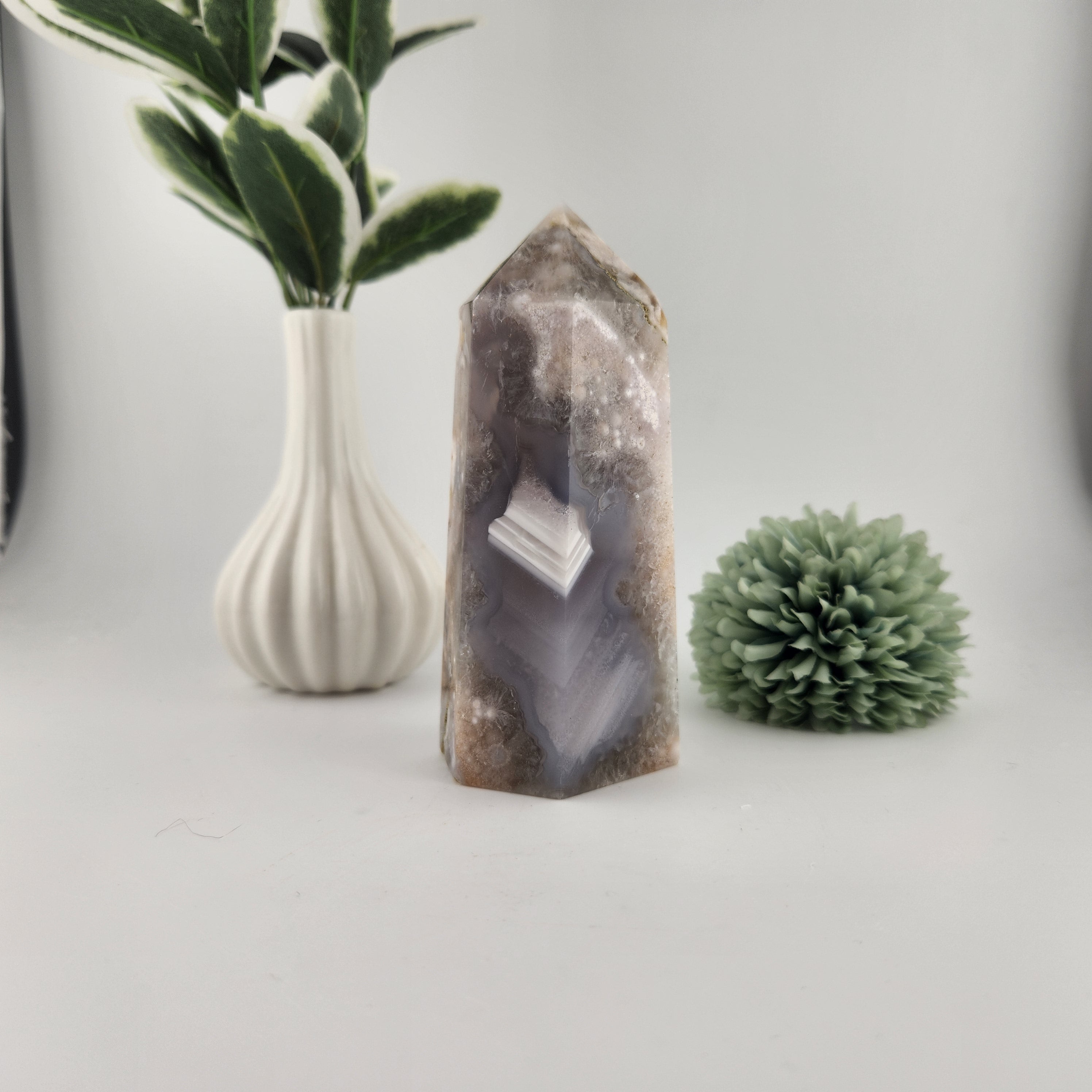 Blue + Green Flower Agate Tower