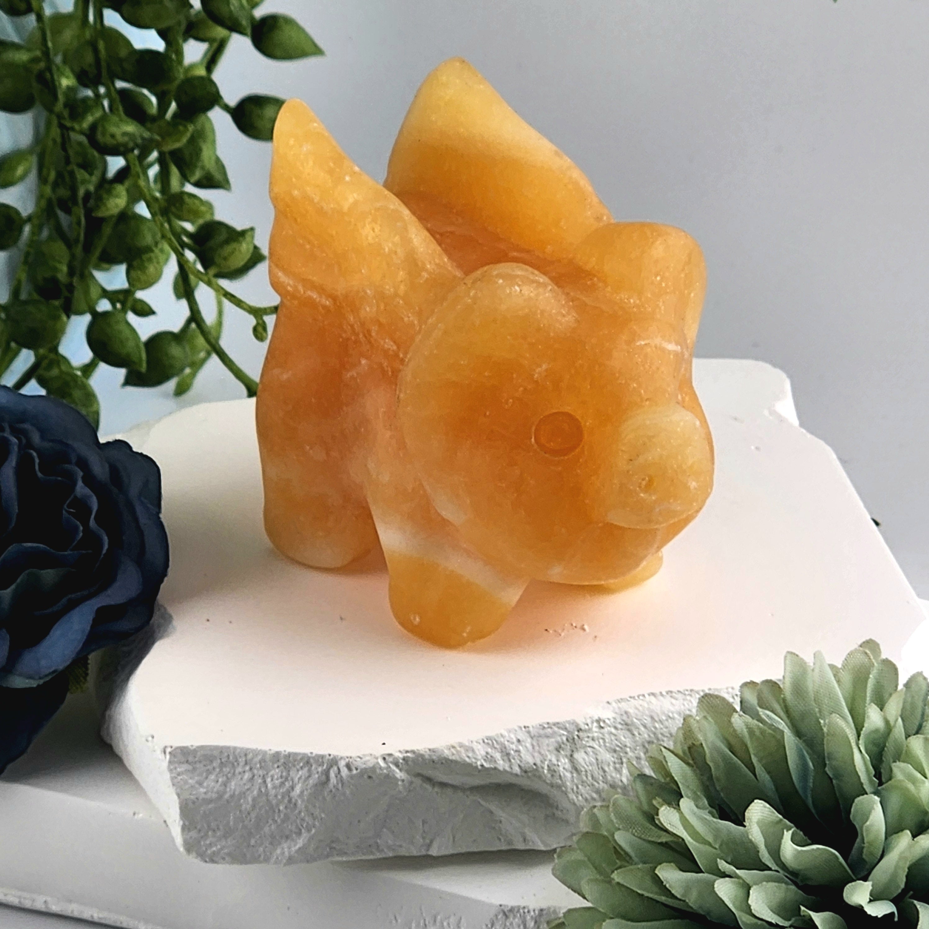 Orange Calcite Flying Pig