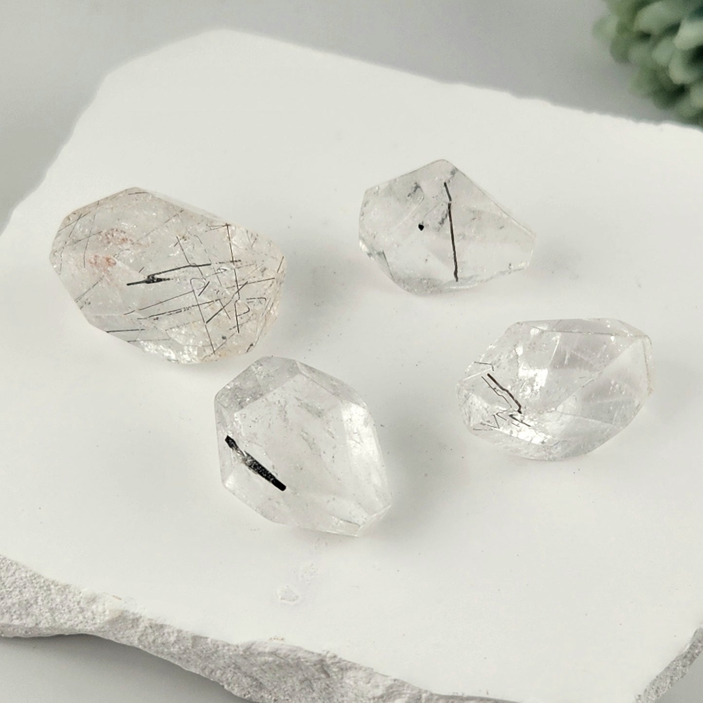 Mini Black Rutile in Clear Quartz Freeform