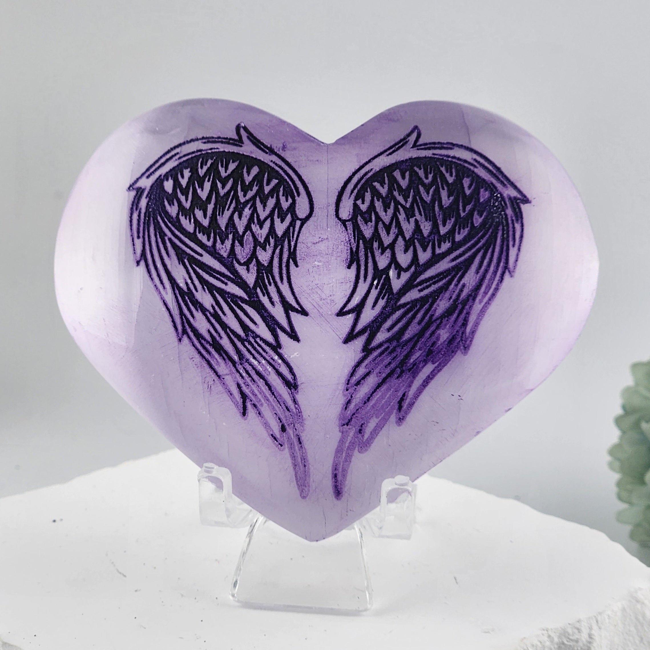 Selenite Angel Wing Heart