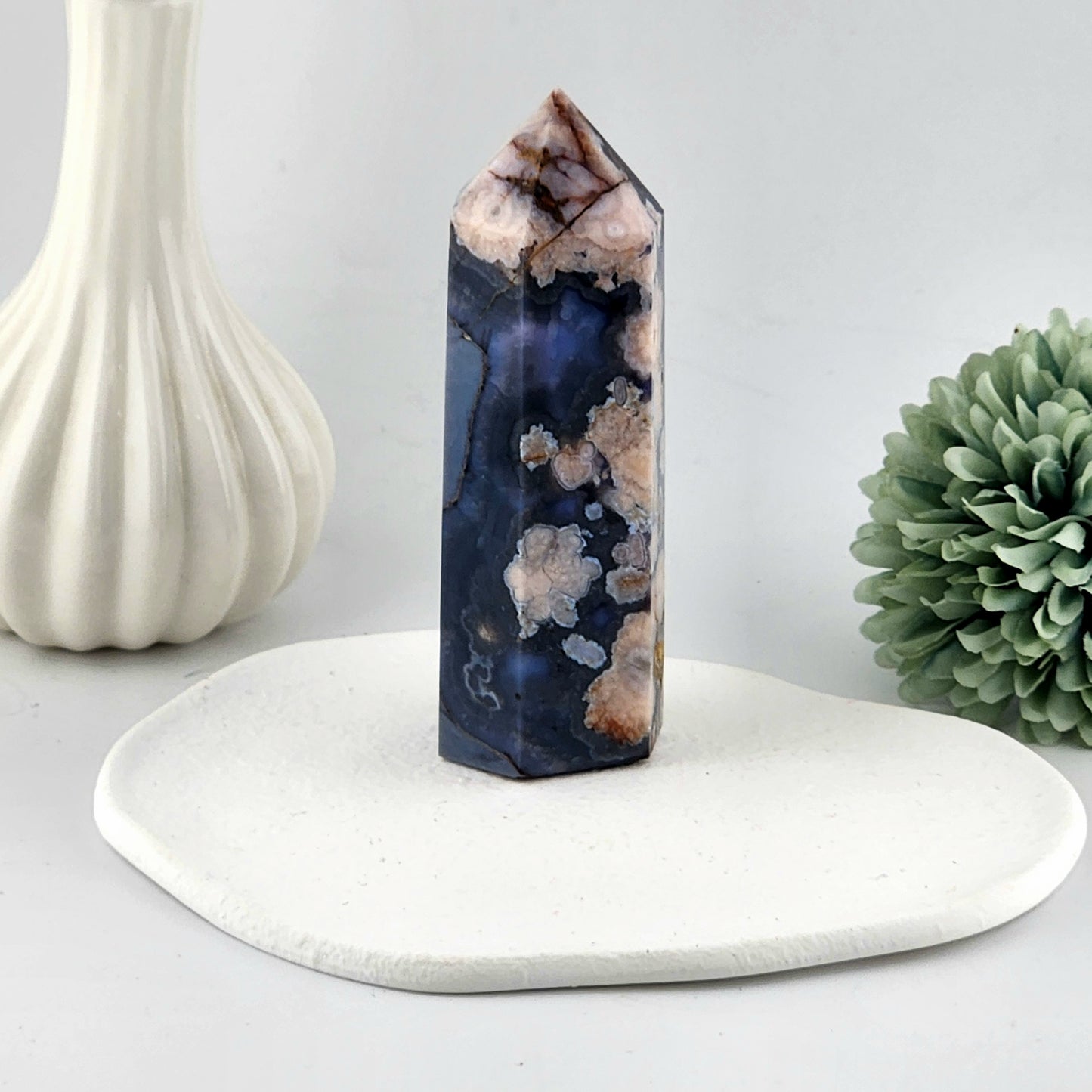 Blue Flower Agate Tower