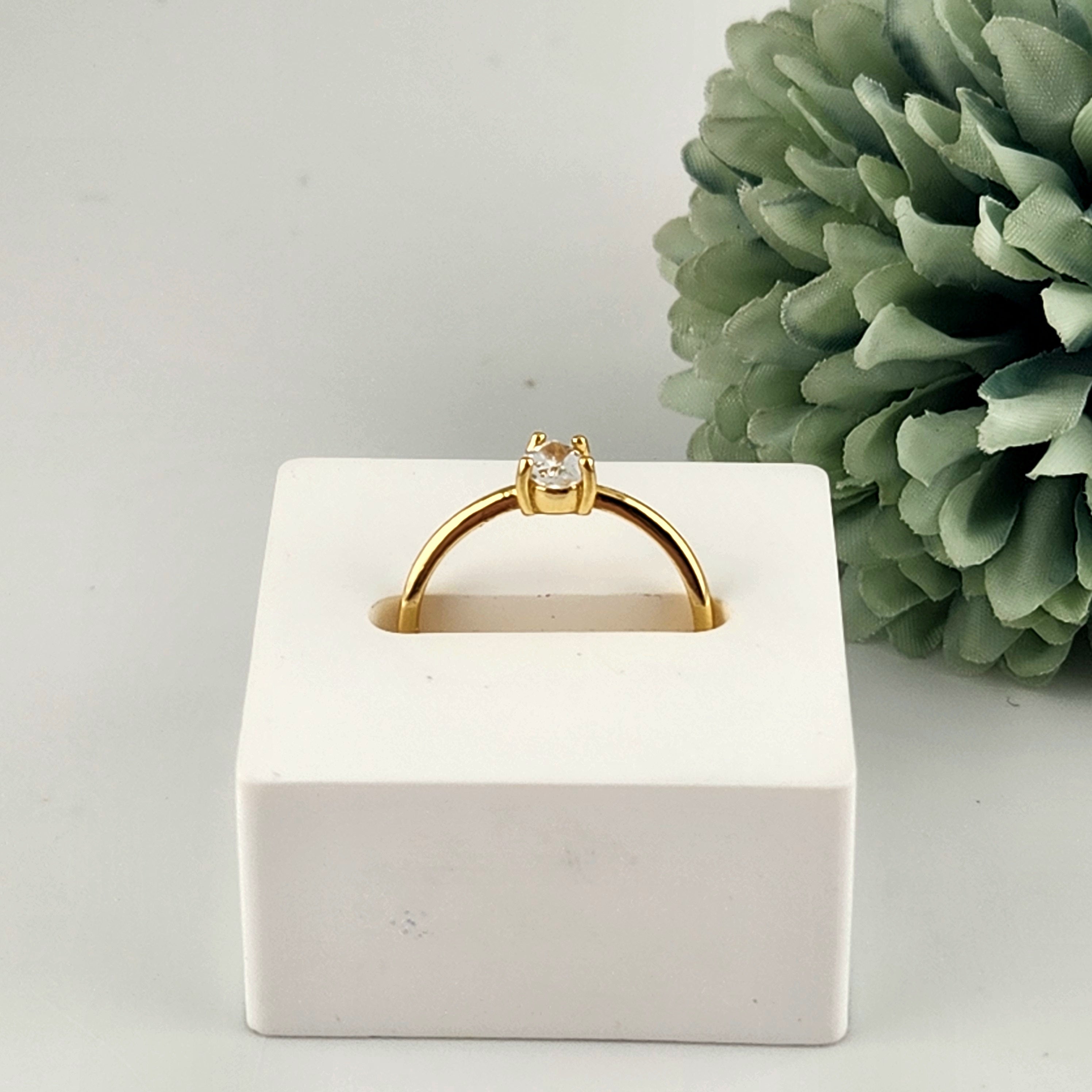 Clear Quartz Gold Ring - Adjustable S925