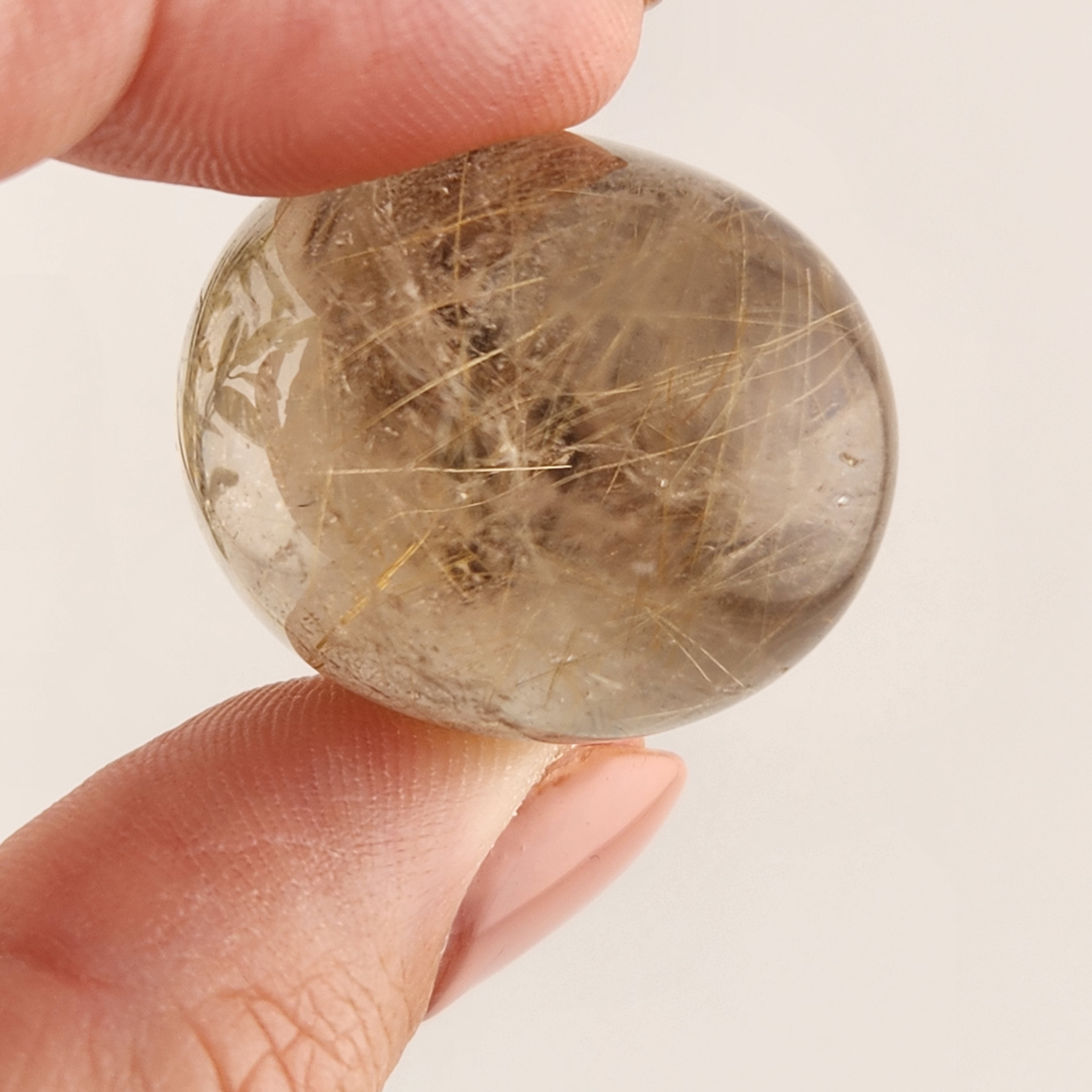 Gold Rutilated Smokey Quartz Tumble