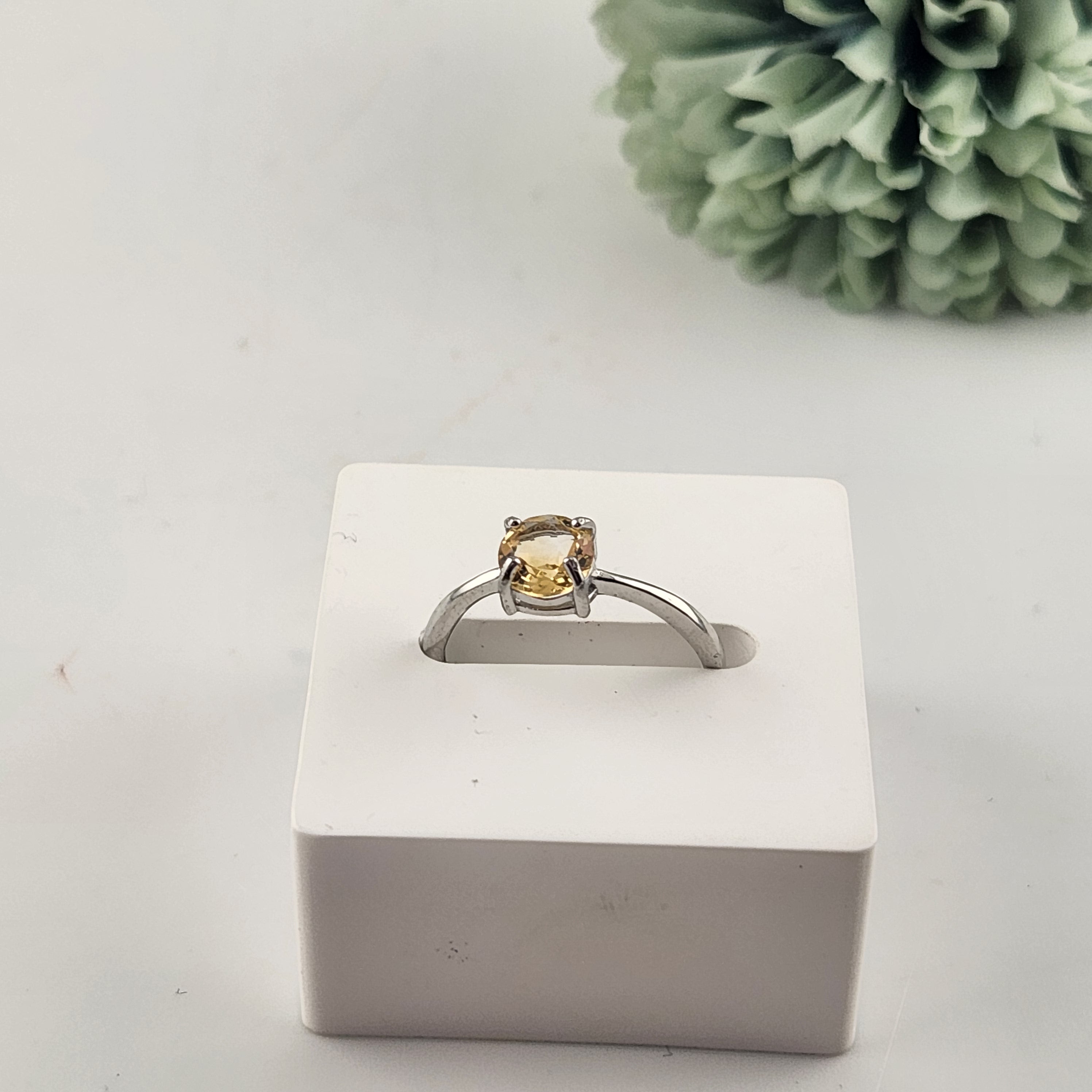 Sterling Silver Citrine Adjustable Ring