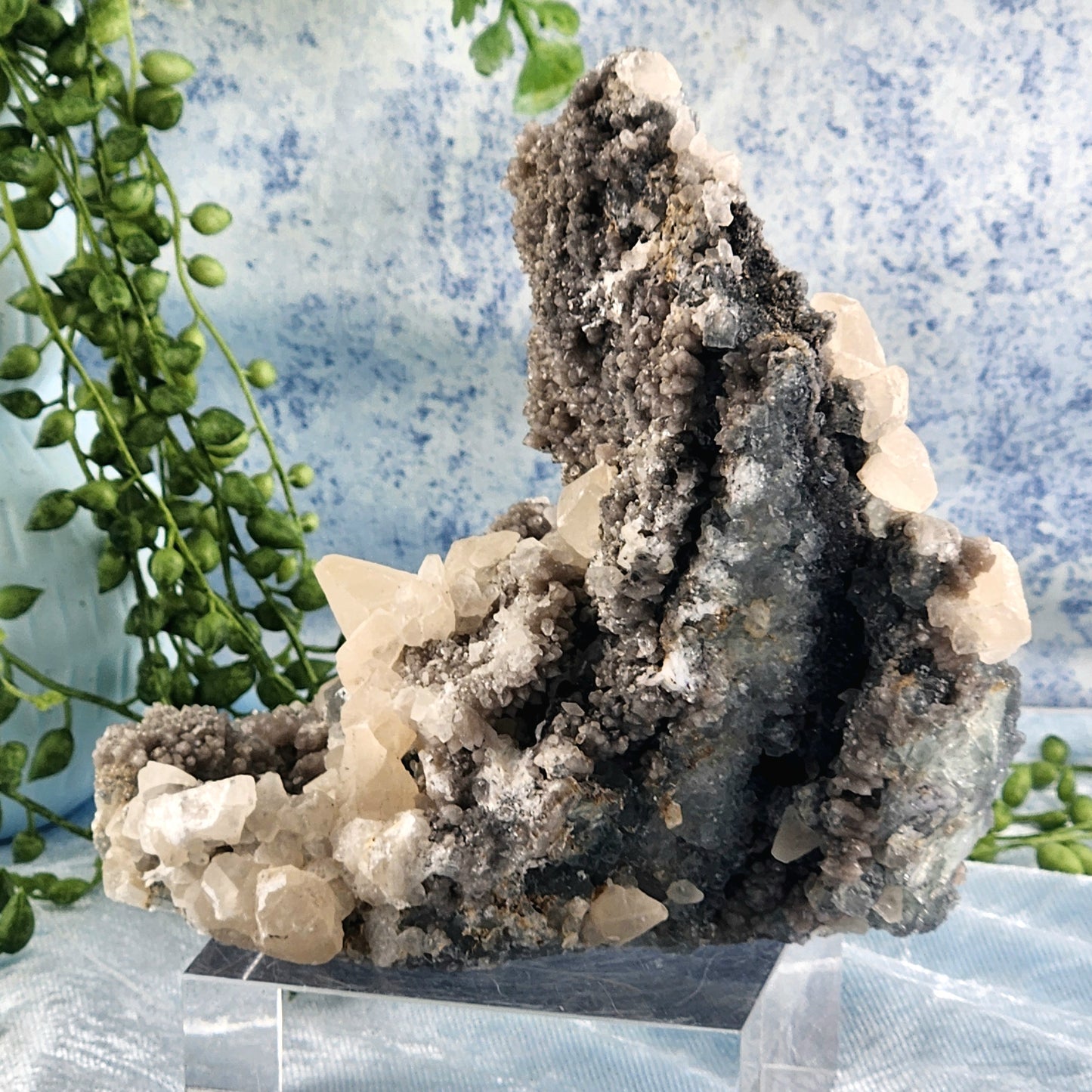 Green fluorite with Calcite Specimen