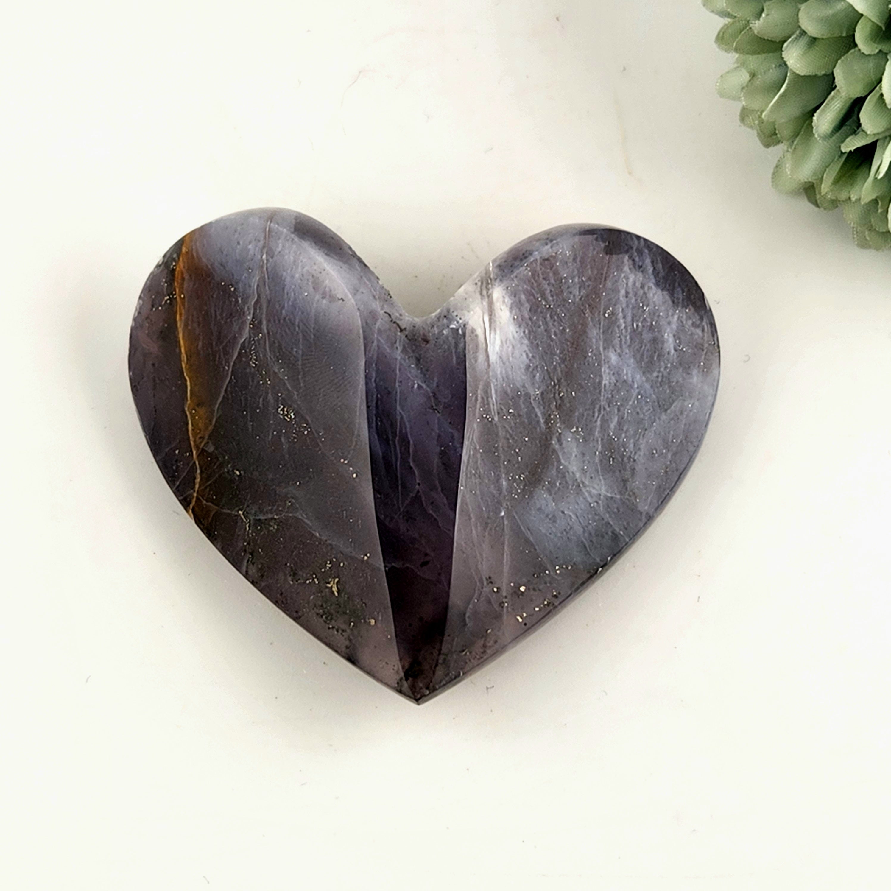 Purple Chalcedony 3D Heart Carving